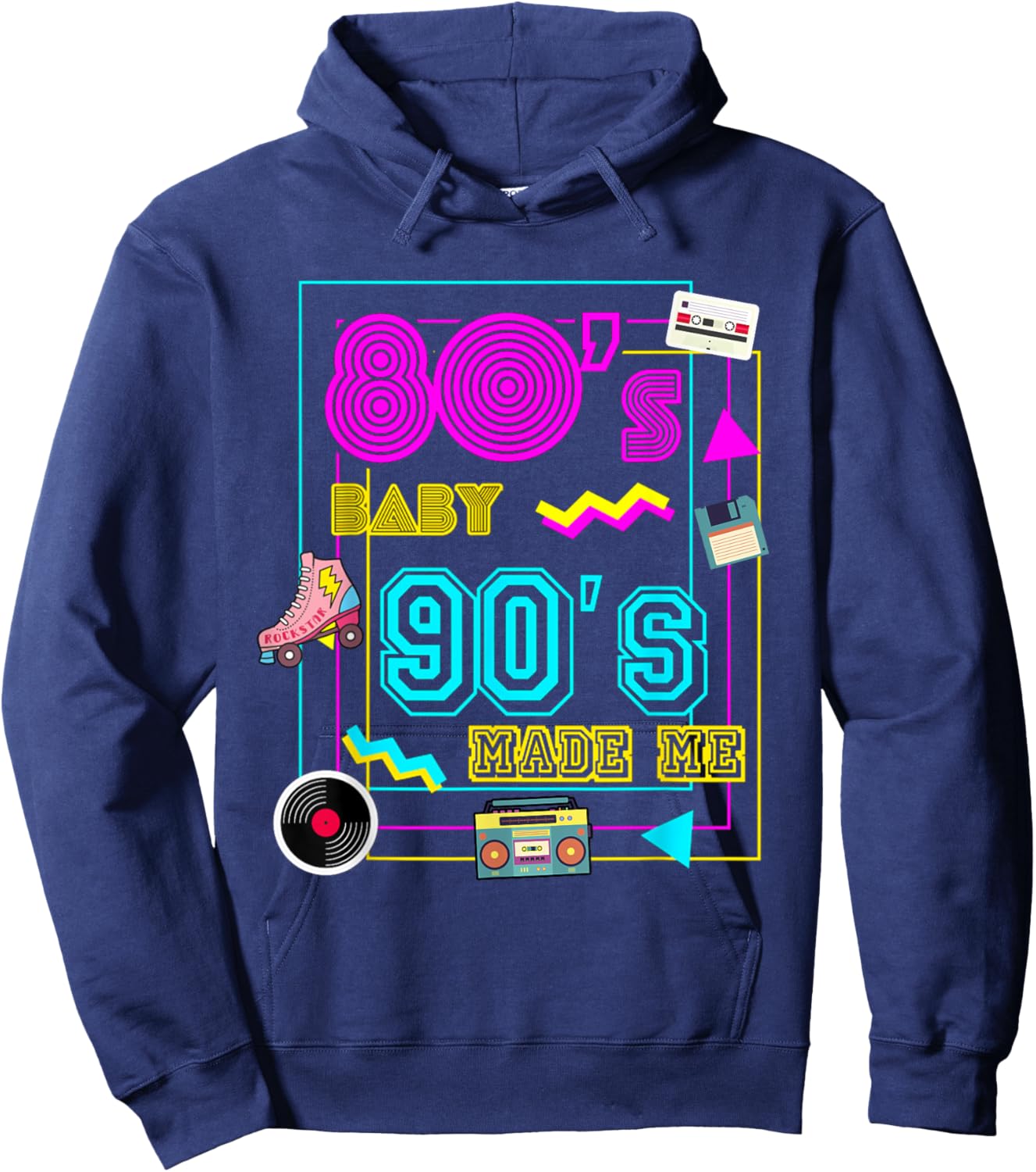 1980s 80's Baby 1990s 90's Outfit Costume Retro Party Theme Hoodie - Hoodie | Navy