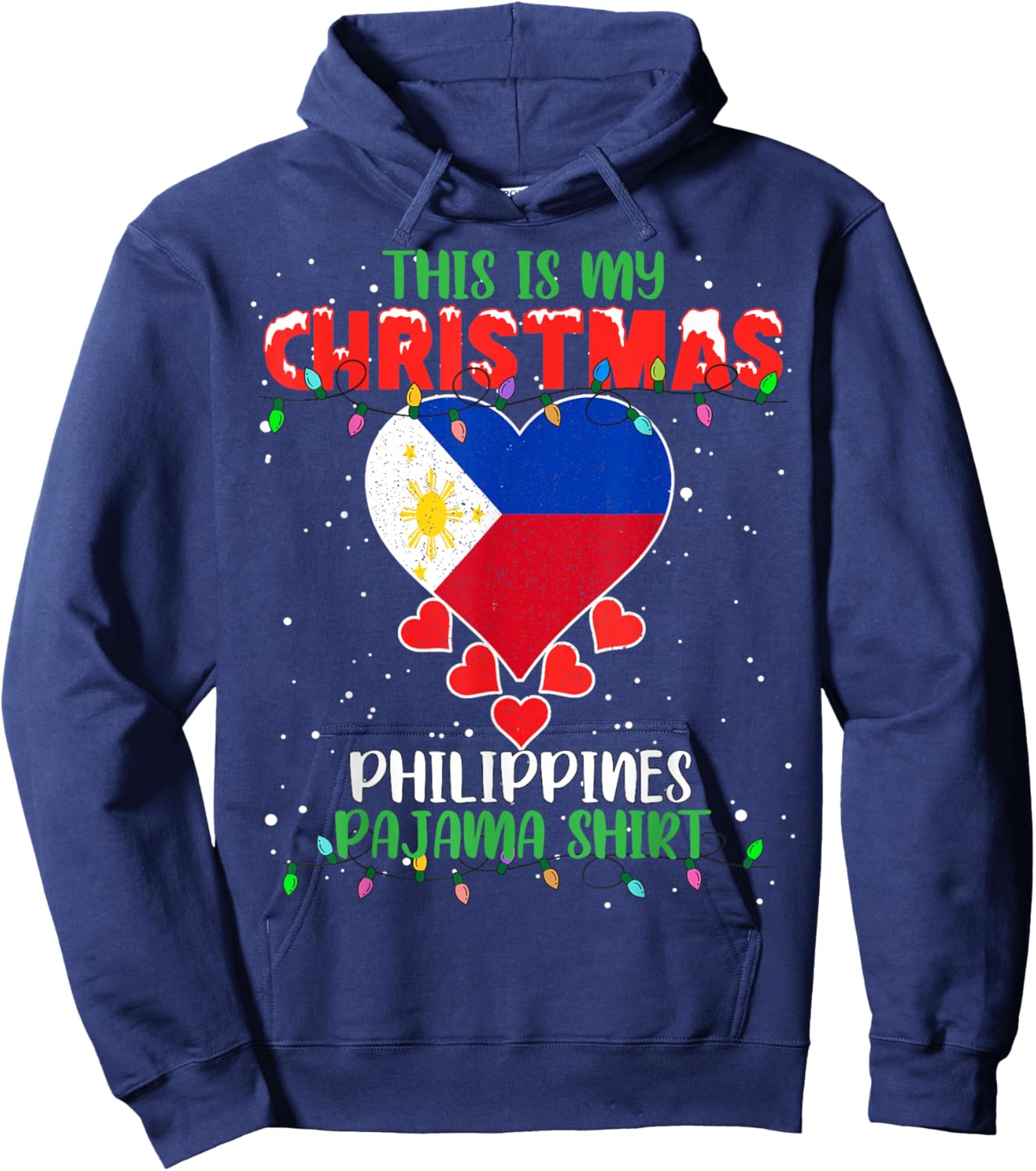This Is My Christmas Lights Love Philippines Flag Pajama Hoodie - Hoodie | Navy