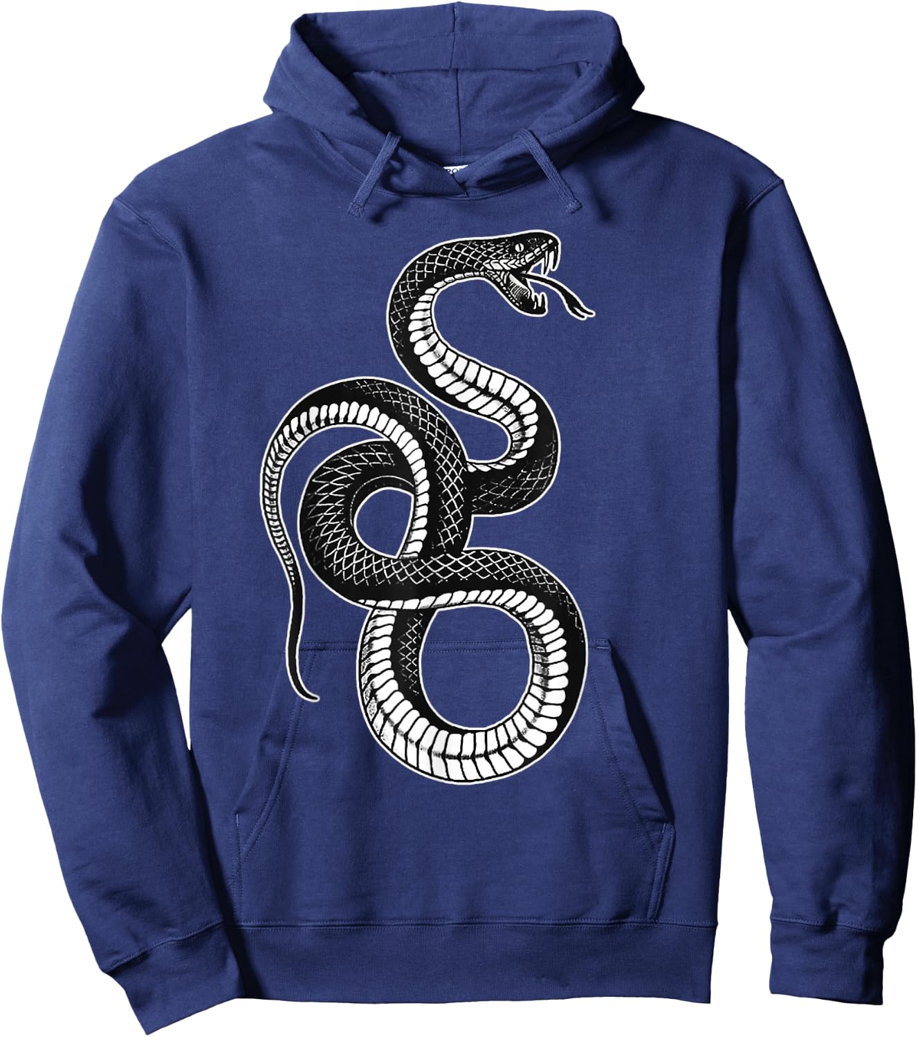 Snake x Serpent x Black Snake x Coil Blackwork Hoodie - Hoodie | Navy