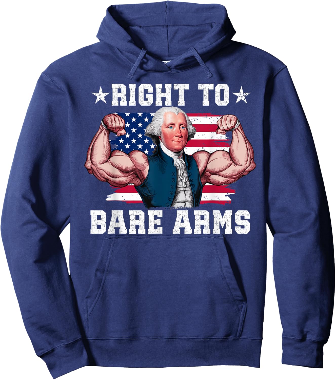 Right To Bare Arms Us Flag 4th Of July Funny Gym Workout Hoodie - Hoodie | Navy