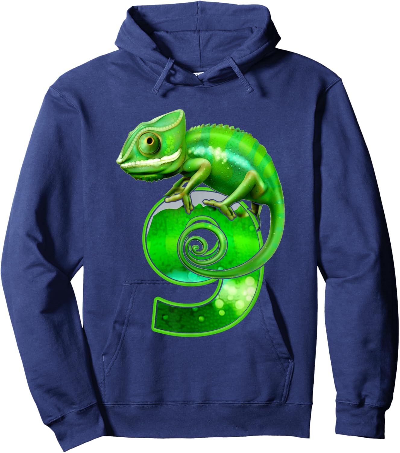 Kids 9 Years Old Lizard 9th Birthday Party Chameleon Hoodie - Hoodie | Navy