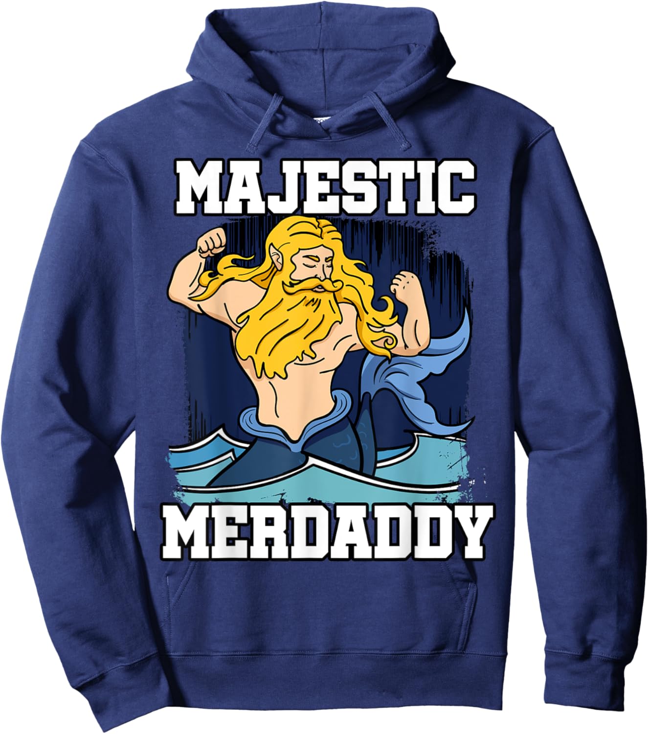 Majestic Merdaddy Mermaid Daddy Merman Merfolk Merpeople Dad Hoodie - Hoodie | Navy