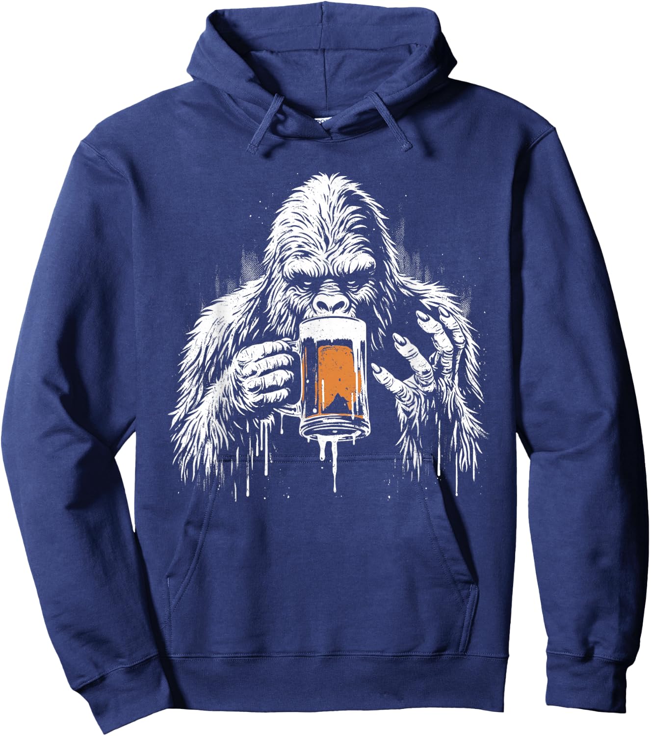 Bigfoot Drinks Beer - Funny Bigfoot Sasquatch Lover Hoodie - Hoodie | Navy