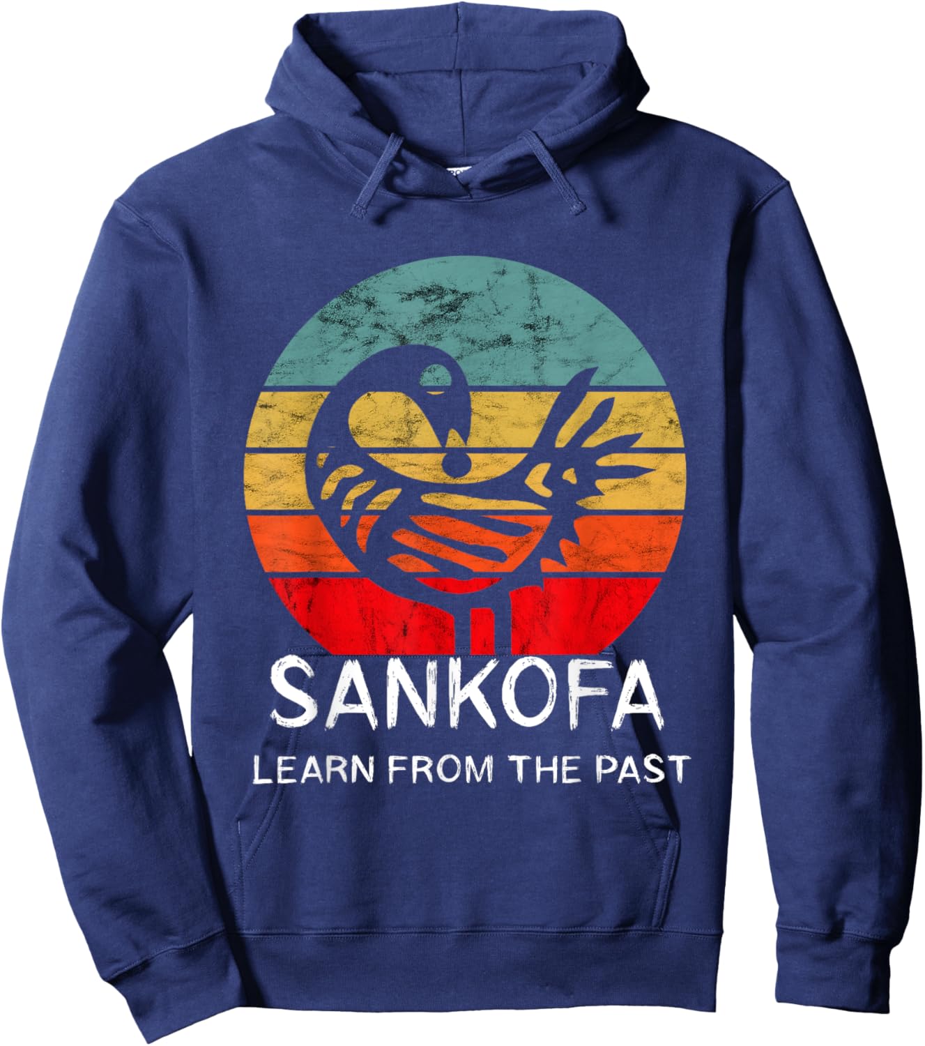 Sankofa Retro Vintage Learn From The Past African Bird Hoodie - Hoodie | Navy