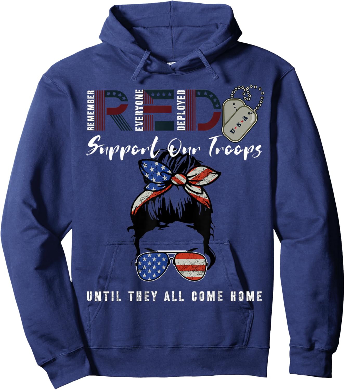 On Friday We Wear Red Friday Military Support troops US Flag Hoodie - Hoodie | Navy