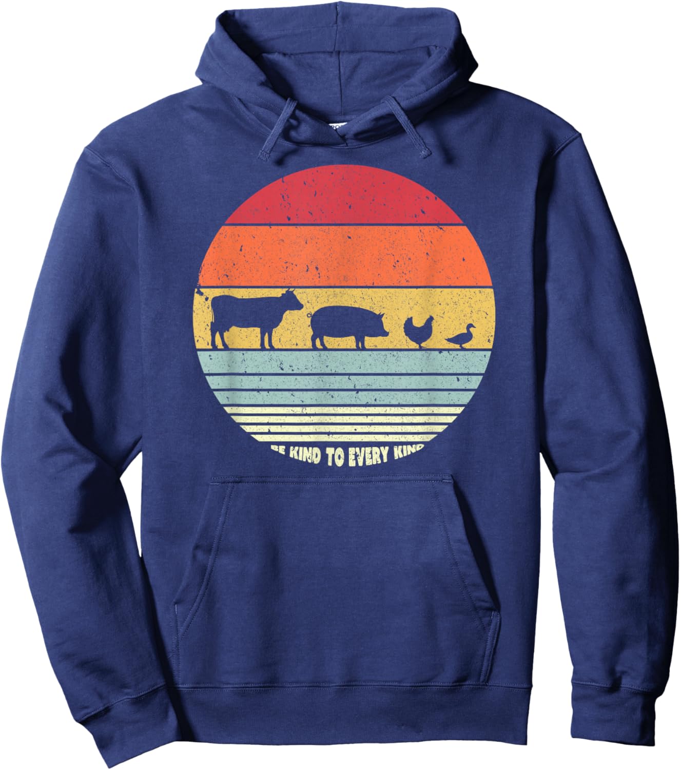 Be Kind To Every Kind T Shirt, Vegan Vegetarian Retro Hoodie - Hoodie | Navy
