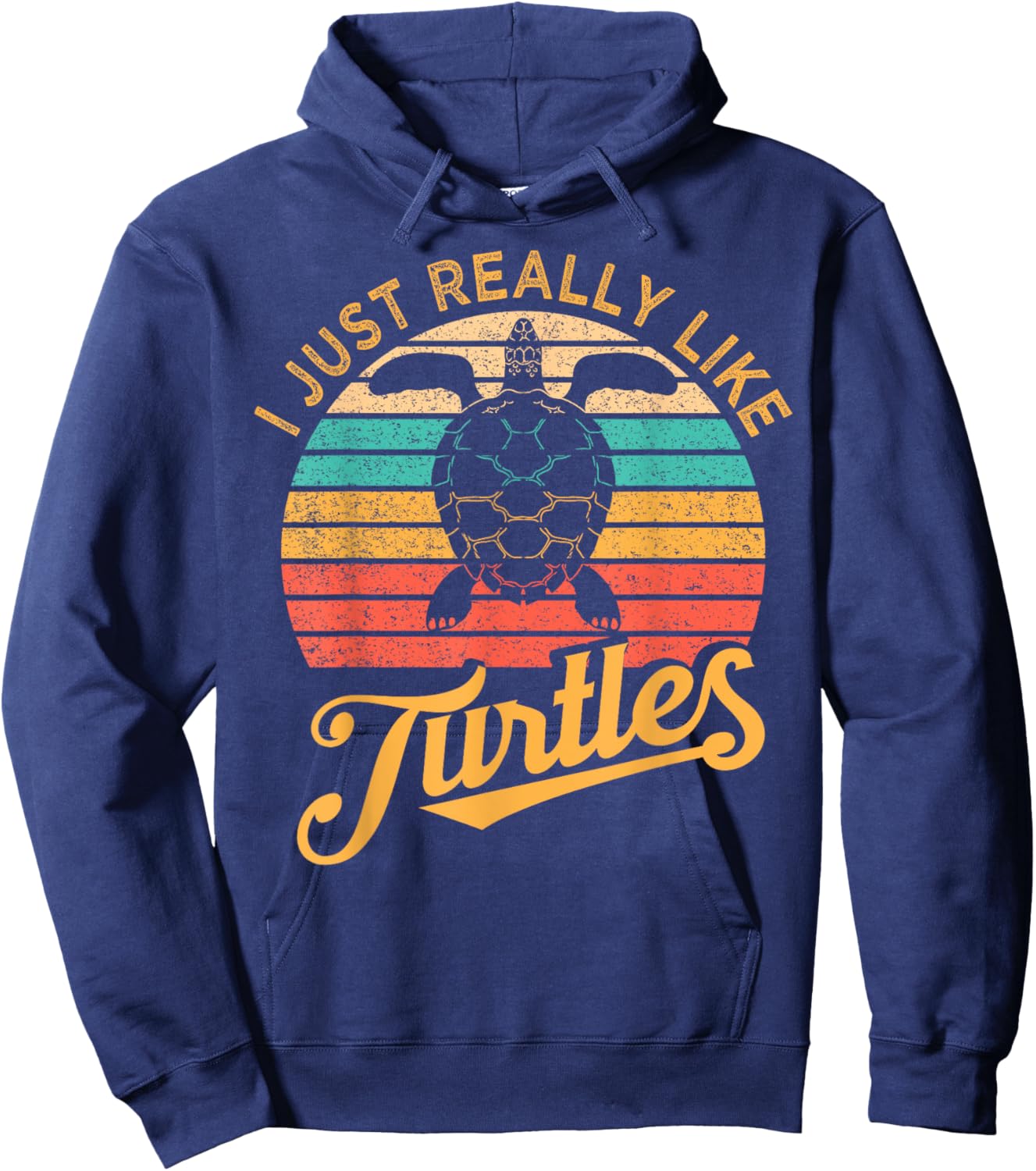 I Just Really Like Turtles Sea Turtle Lover Retro Style Hoodie - Hoodie | Navy