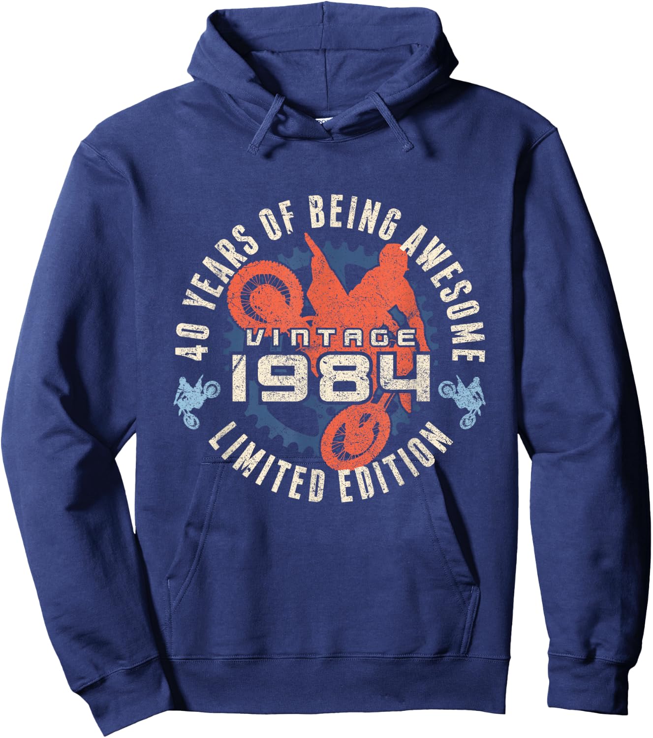 Vintage 1984 Motocross Racer Dirt Bike Rider 40th Birthday Hoodie - Hoodie | Navy