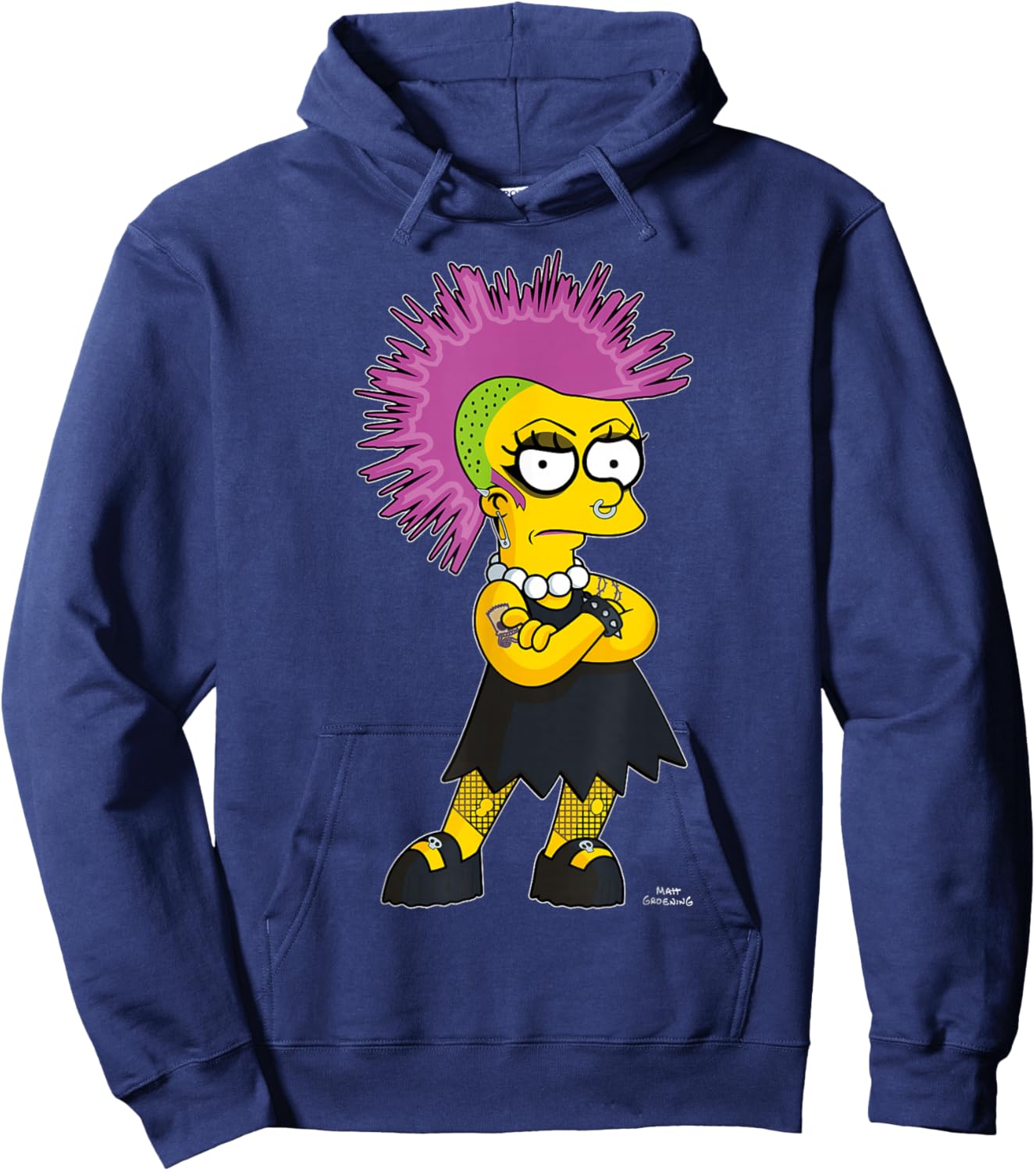 The Simpsons Lisa Punk Rock V2 Hoodie - Hoodie | Navy
