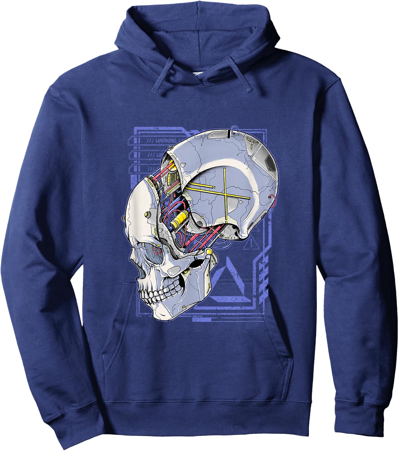 Cyberpunk Shirt Futuristic Robot Skull Dystopia Techwear Hoodie - Hoodie | Navy