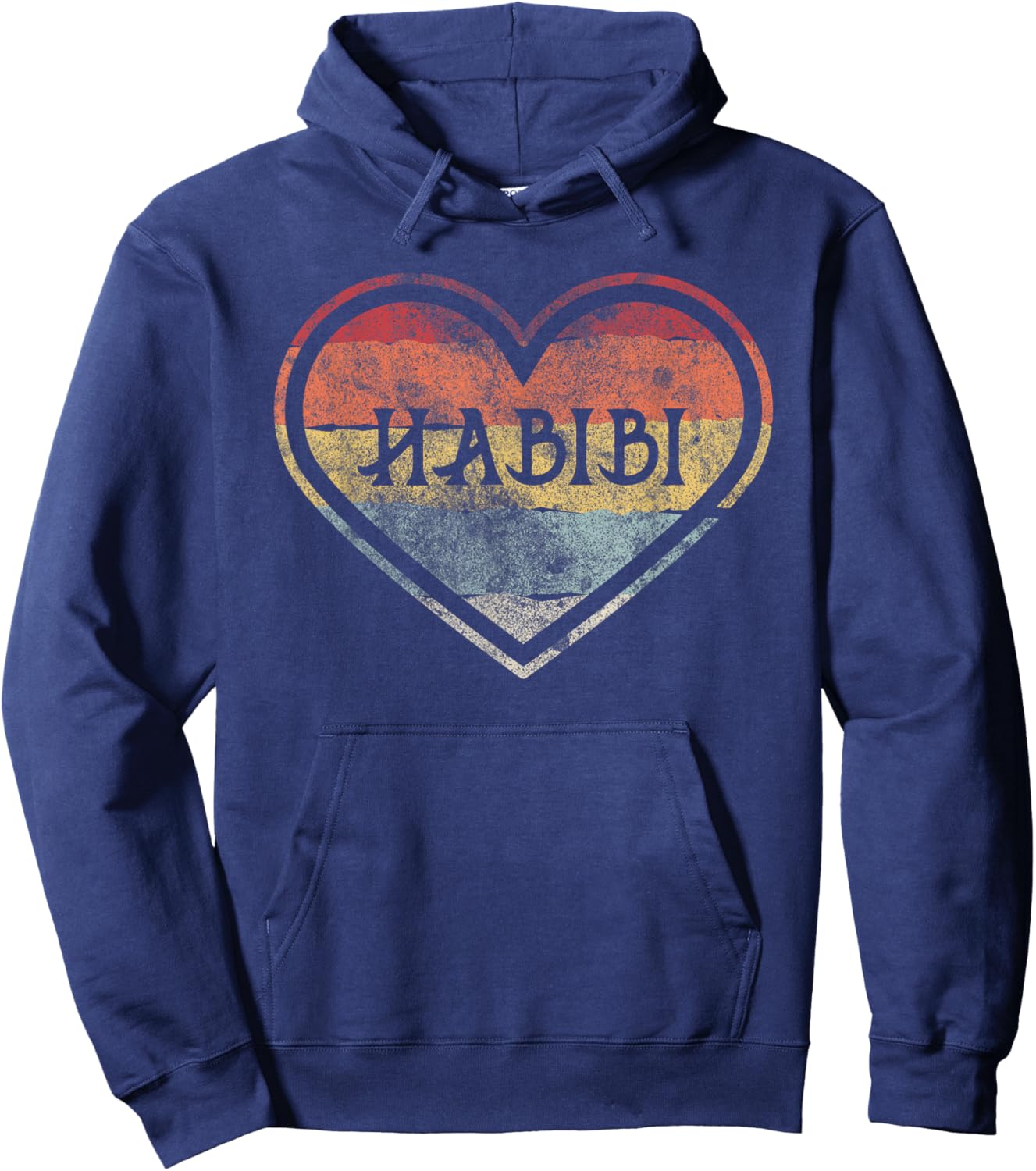 Habibi Retro Heart Arabic Arab Sweetheart Islam Muslim Hoodie - Hoodie | Navy