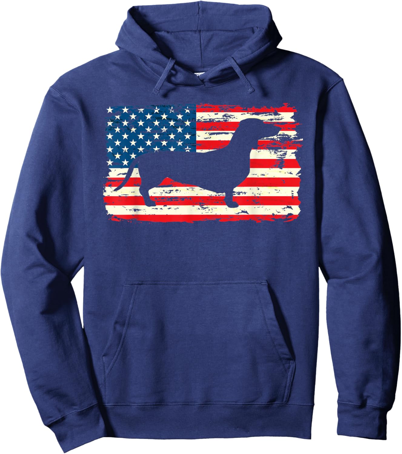 Dachshund American Flag Shirt 4th of July Dog Patriotic Kids Men Hoodie - Hoodie | Navy