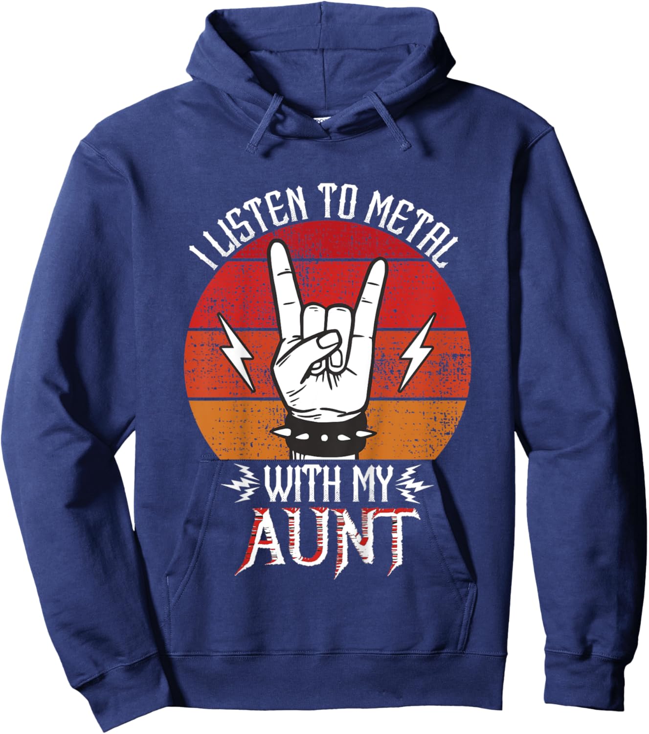 I Listen To Heavy Metal With My Aunt Kids Heavy Metal Hoodie - Hoodie | Navy