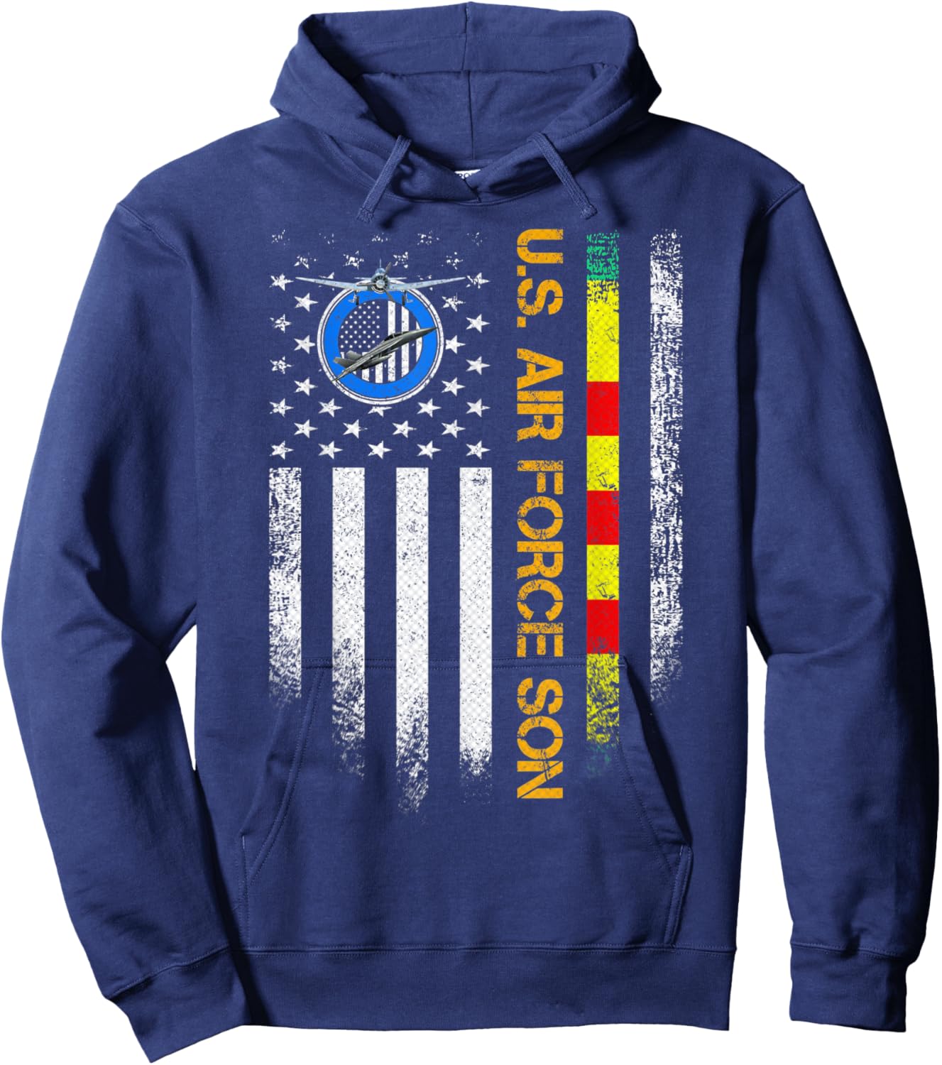 Vintage American Flag Proud US Air Force Vietnam Veteran Son Hoodie - Hoodie | Navy