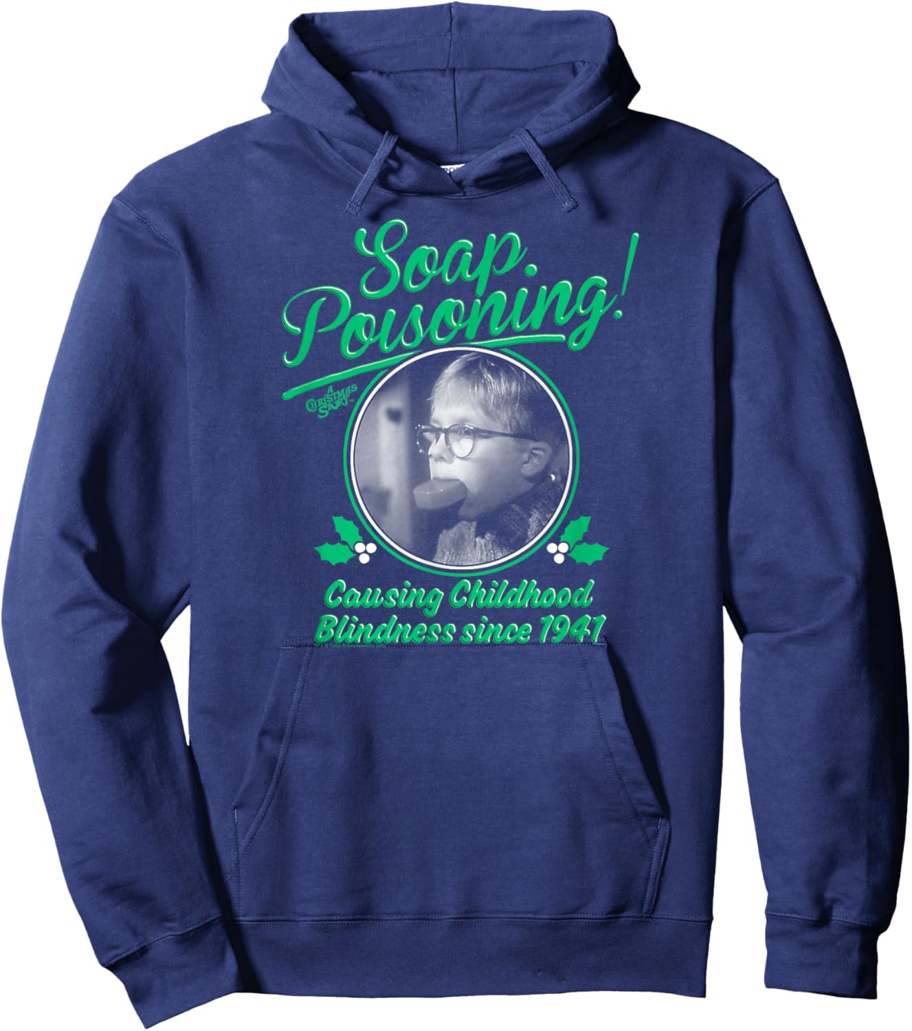 A Christmas Story Soap Poisoning Black and White Funny Hoodie - Hoodie | Navy