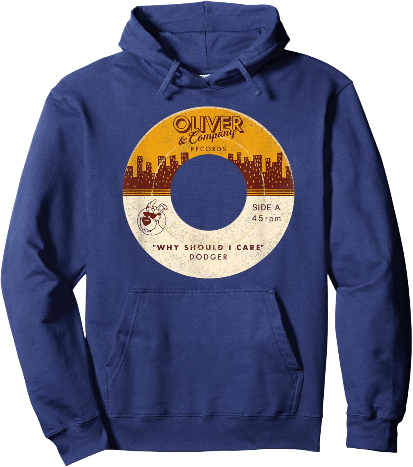 Disney Oliver & Company Records "Why Should I Care" Dodger Hoodie - Hoodie | Navy