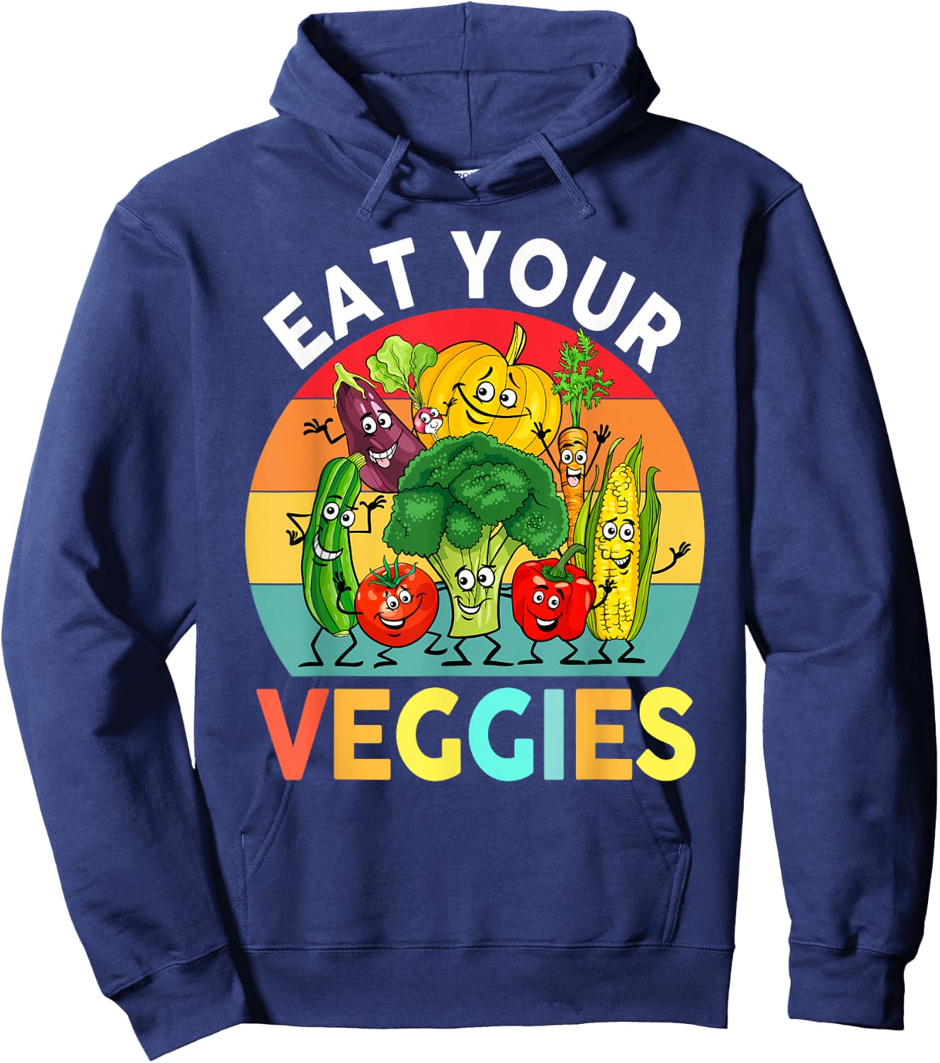 Vegan Shirt Kids Toddler Boys Eat Your Veggies Vegetables Hoodie - Hoodie | Navy