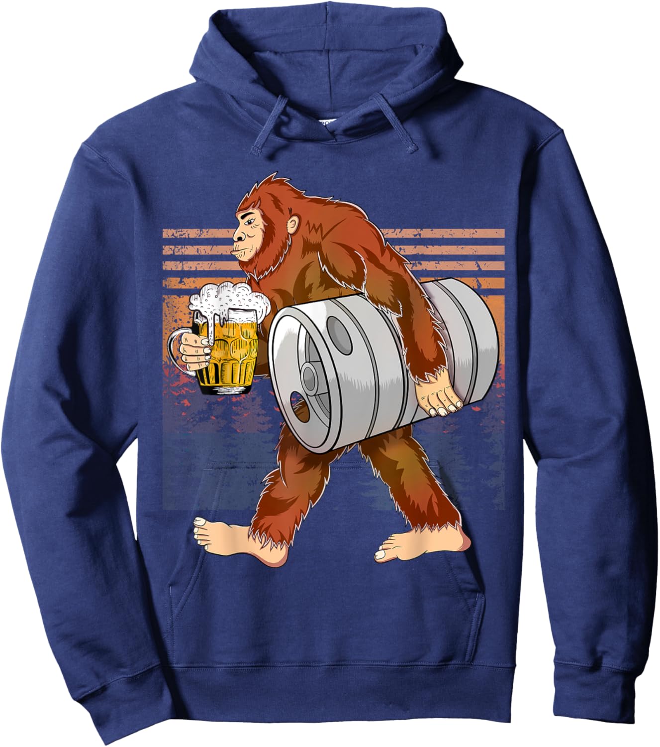 Bigfoot Beer, Funny Bigfoot Loves Beer Hoodie - Hoodie | Navy