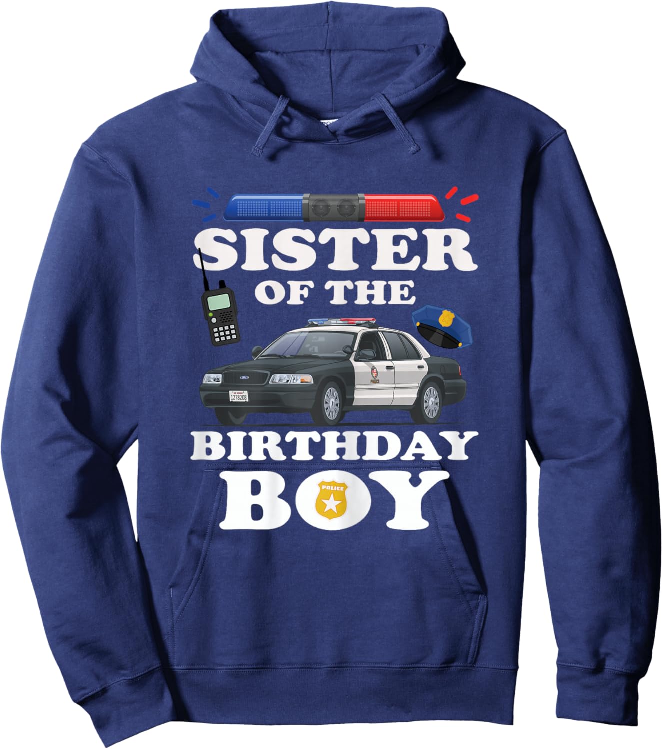 Sister of the Birthday Boy Police Officer Birthday Party Hoodie - Hoodie | Navy