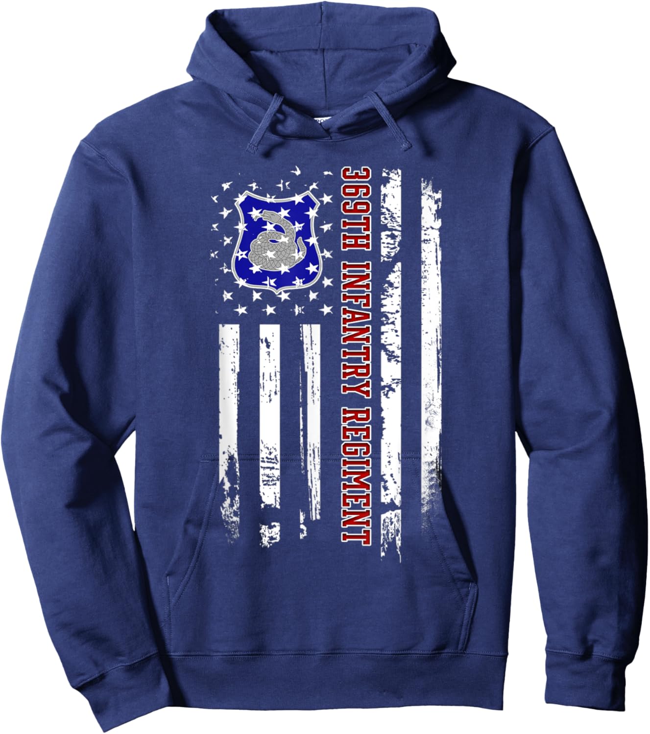 369th Infantry Regiment Veteran USA Flag Veterans Day Xmas Hoodie - Hoodie | Navy