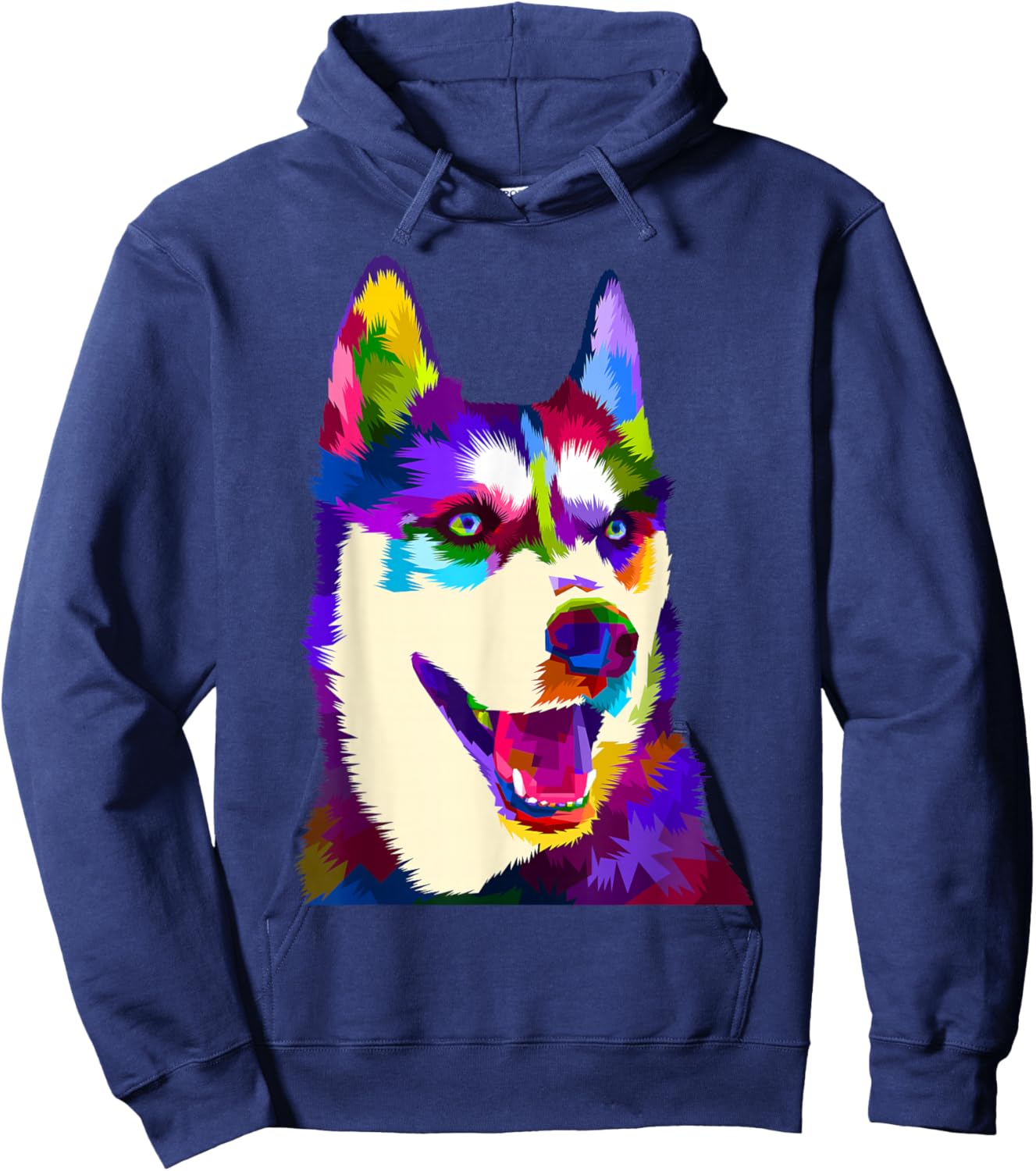 Husky Colorful Pop Art Portrait for Dog Owners Chukcha Sibe Hoodie - Hoodie | Navy