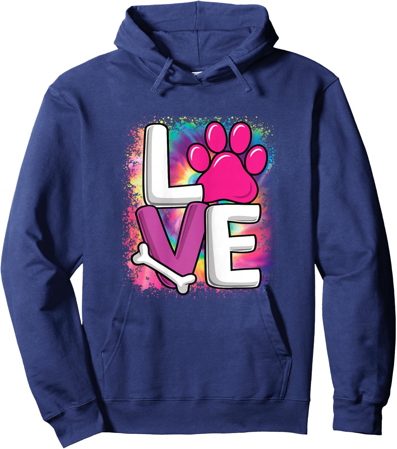 Cute Colorful Love Dog Paw Dog Puppy Lover Women Girls Kids Hoodie - Hoodie | Navy