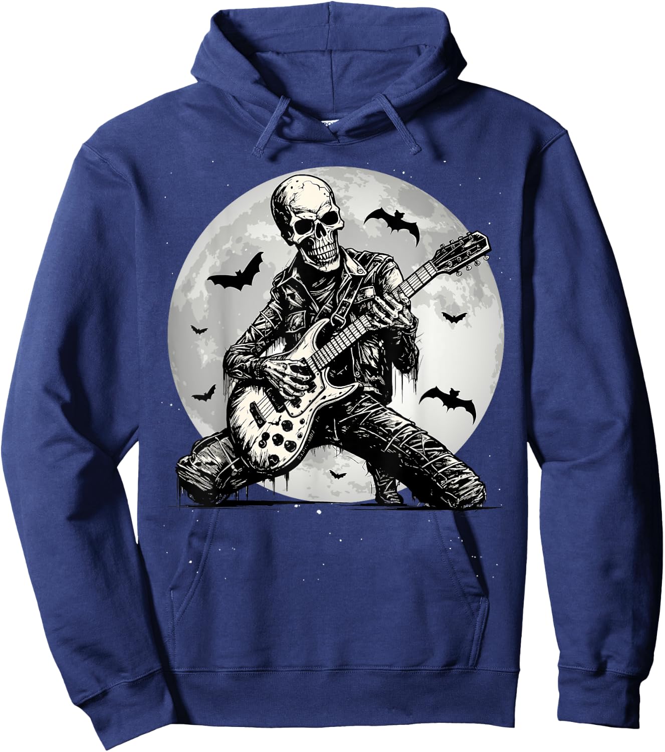 Skeleton Playing Guitar Punk Rock Music Halloween Kids Hoodie - Hoodie | Navy