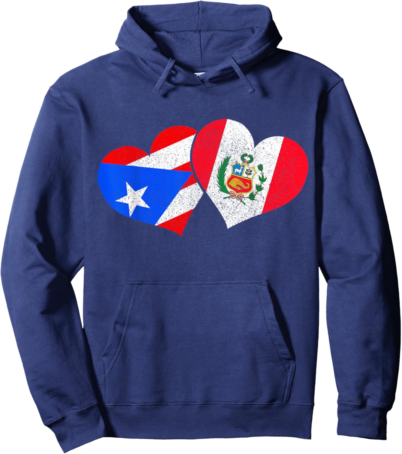 Puerto Rico & Peru Pride Heritage Puerto Rican Peru Flag Hoodie - Hoodie | Navy