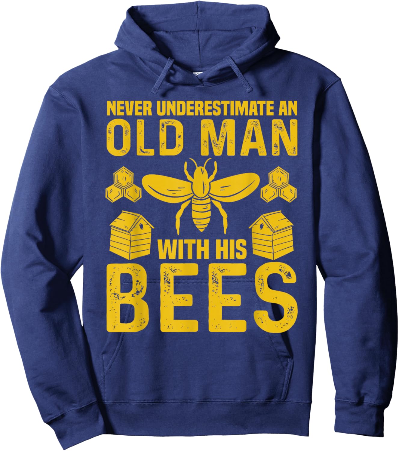 Apiary Bee Keeper an Old Man with His Bees Beekeeping Hoodie - Hoodie | Navy