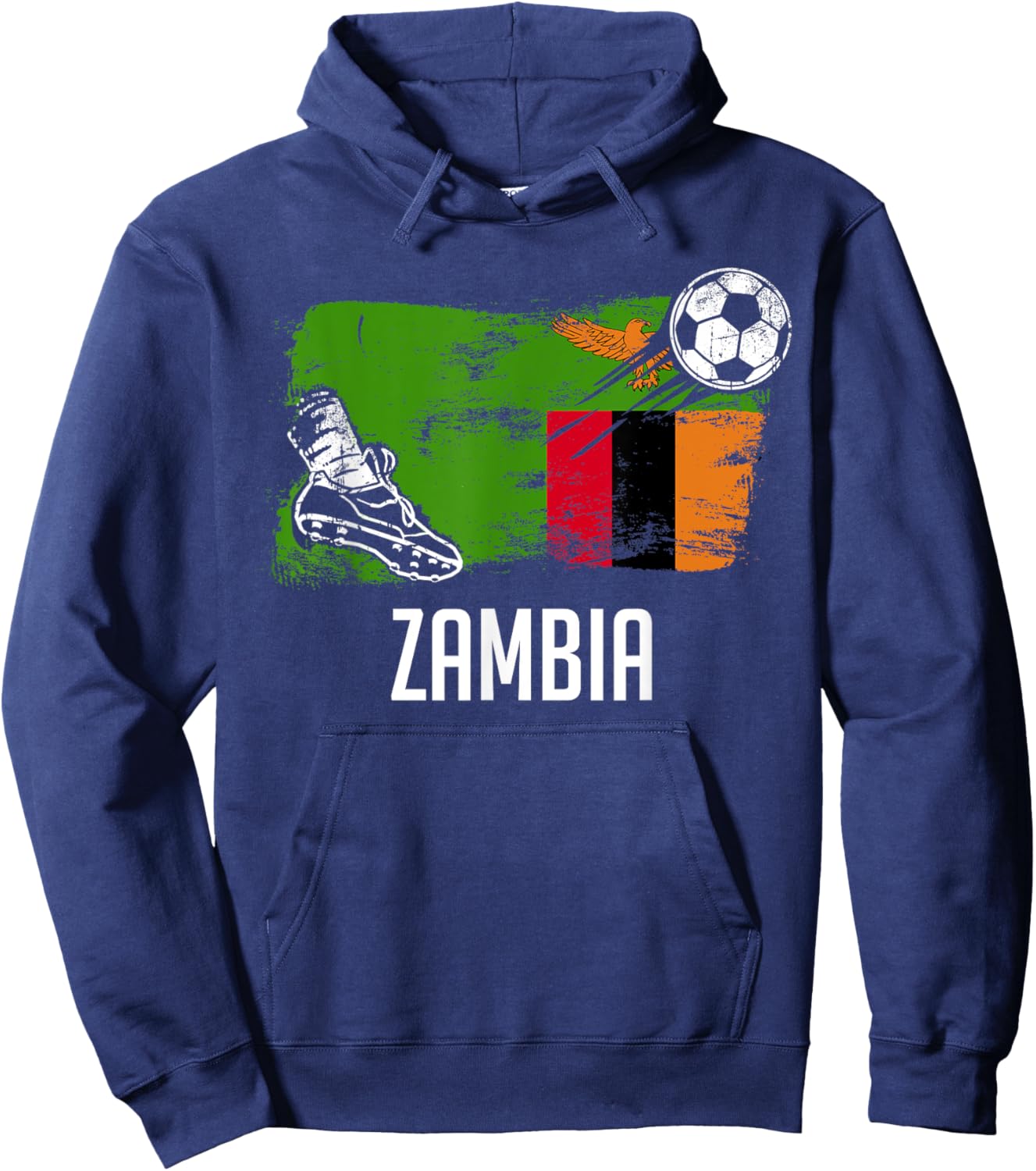Zambia Flag Jersey Zambian Soccer Team Zambian Hoodie - Hoodie | Navy