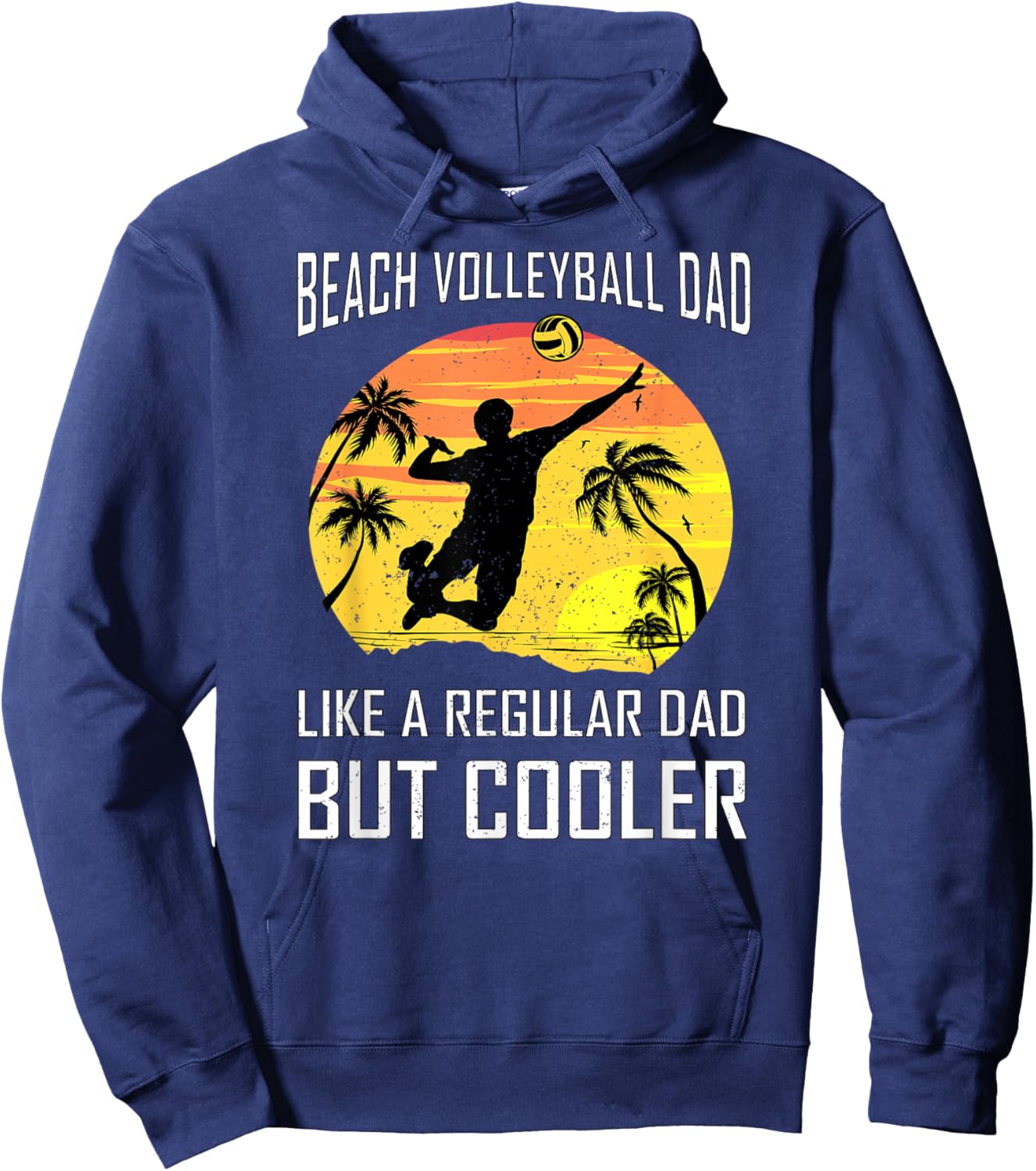 Sand Volley Father Dad Team Beach Volleyball Player Hoodie - Hoodie | Navy