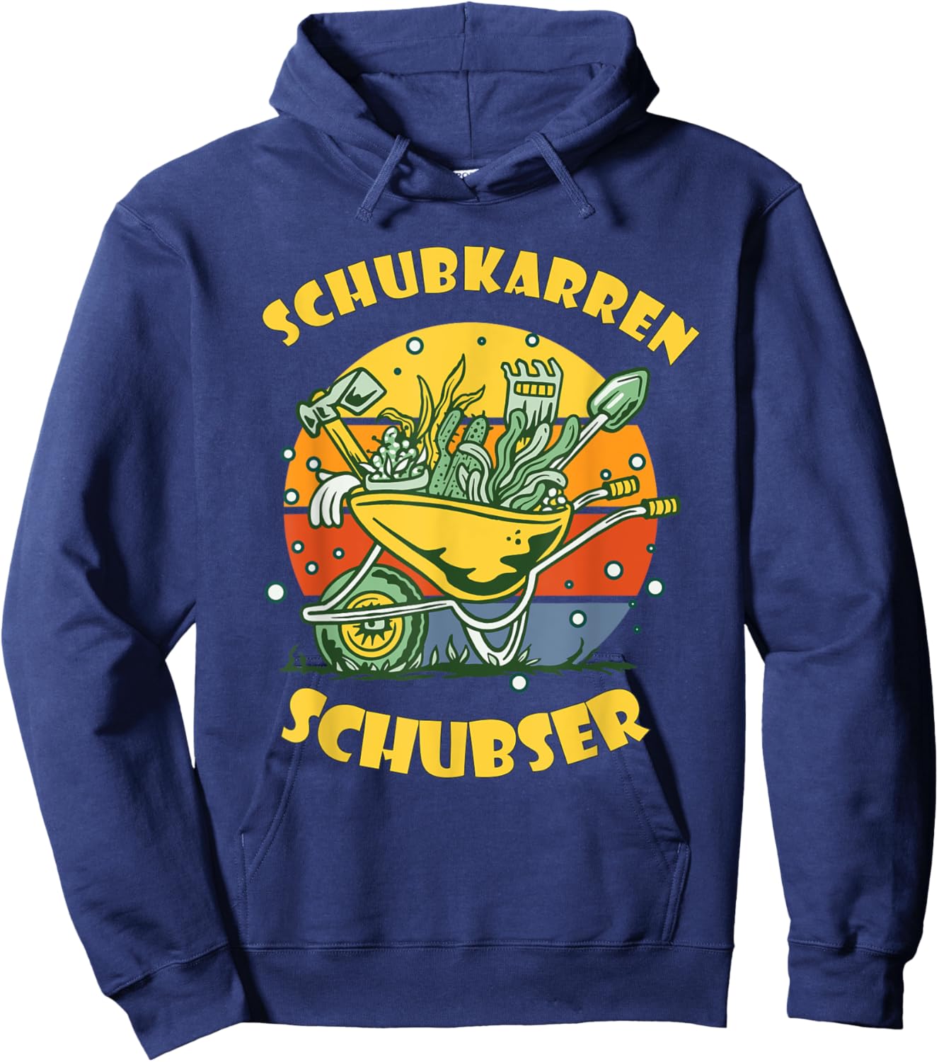 Gardening fun. Wheelbarrow pusher, Funny Garden Gardens Hoodie - Hoodie | Navy
