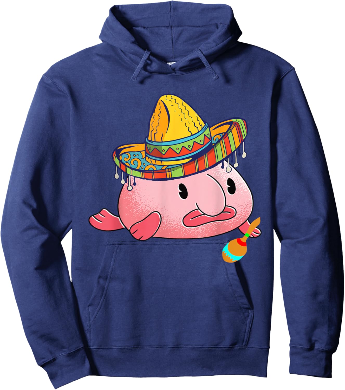 Blobfish Ugly Fish Deep Sea Funny Sombrero Costume Hoodie - Hoodie | Navy