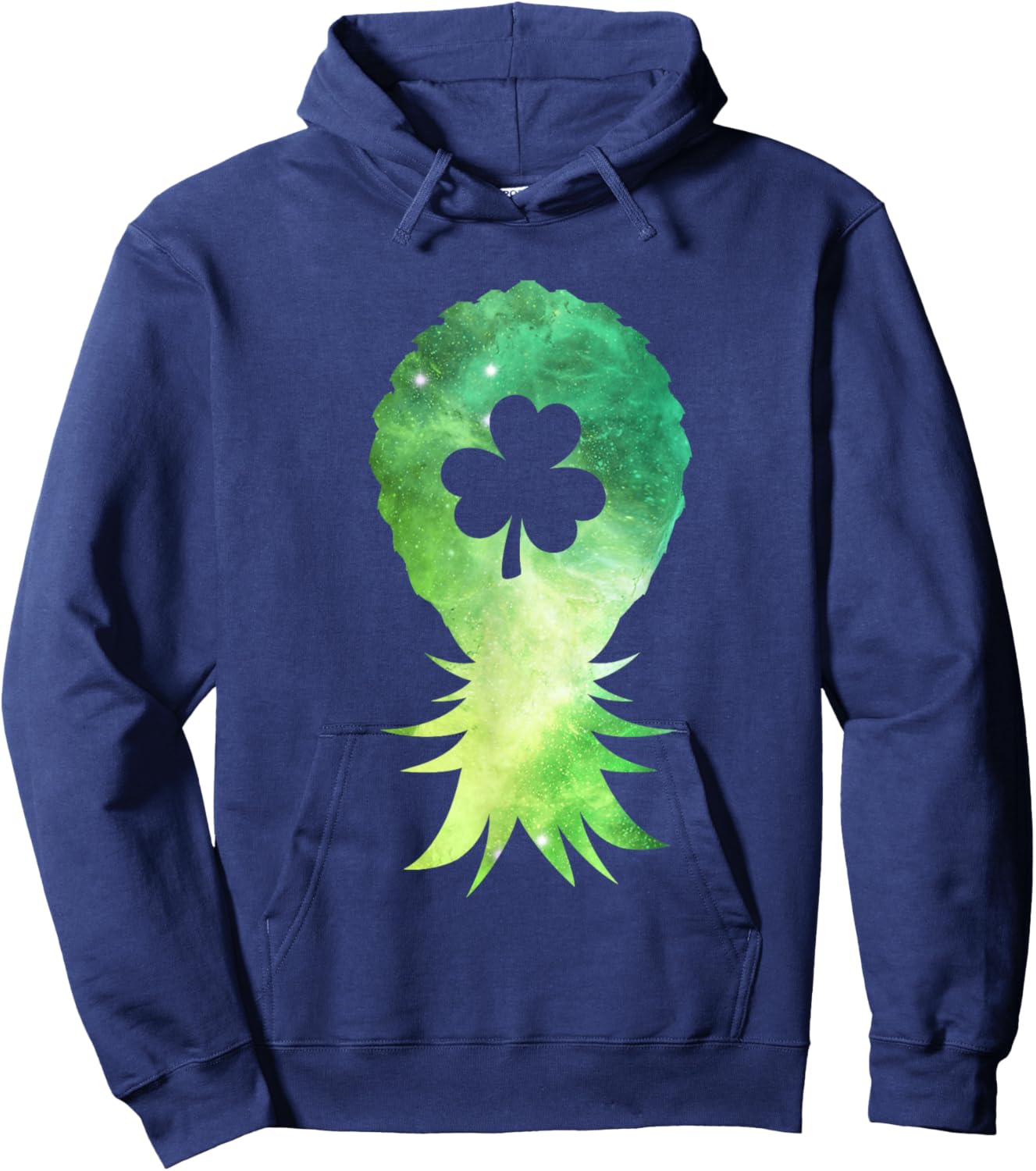 Galaxy Upside Down Pineapple St Patricks Day Lucky Shamrock Hoodie - Hoodie | Navy