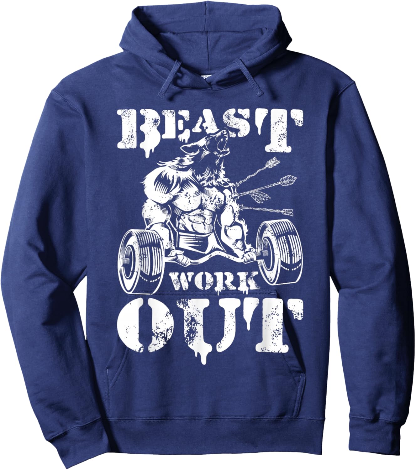 Beast Workout Wolf Lifting Weights Gym Fitness Muscles Hoodie - Hoodie | Navy
