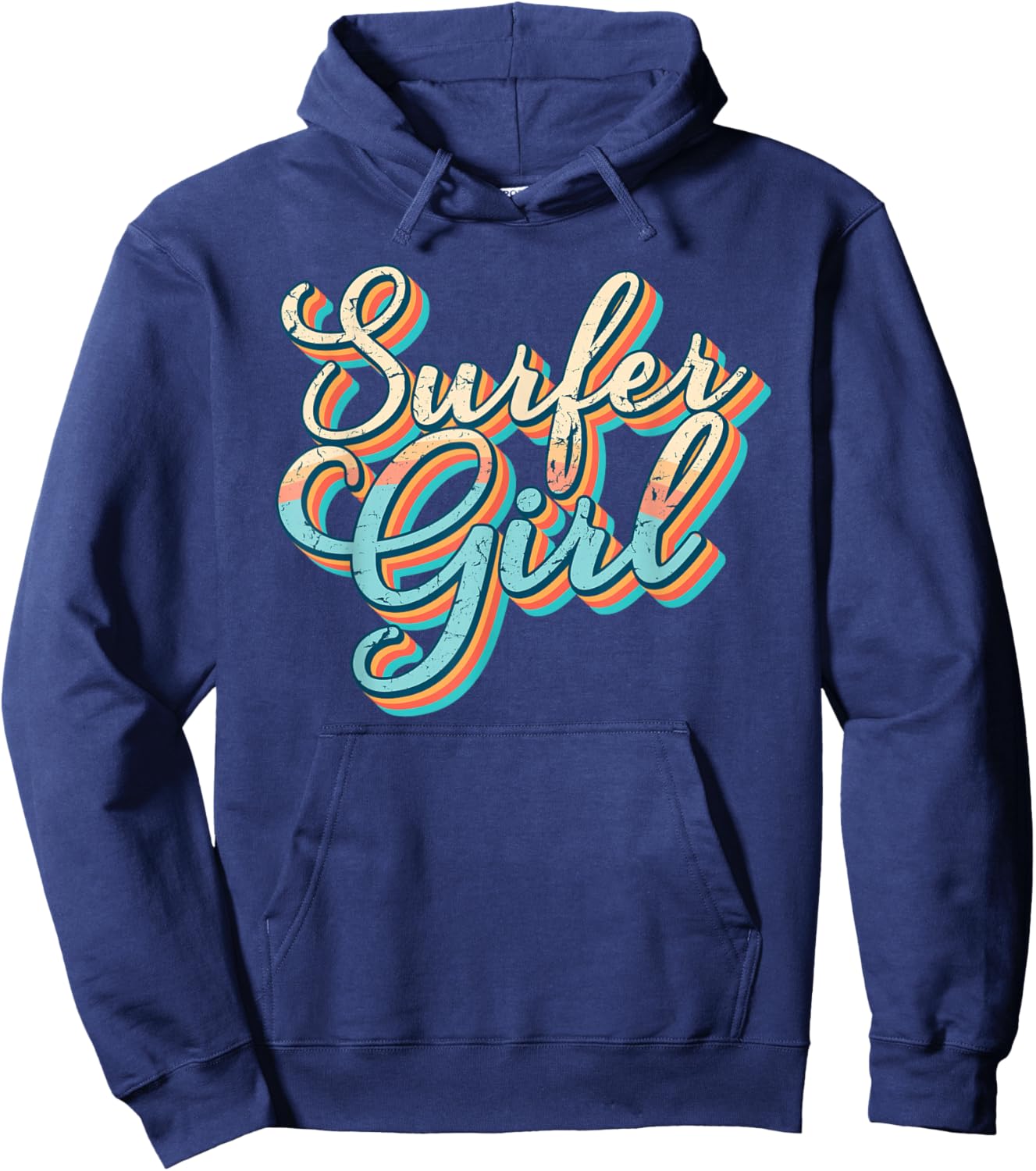 Surfer Girl Women Girls Beach Summer Cool Surfing Retro Surf Hoodie - Hoodie | Navy