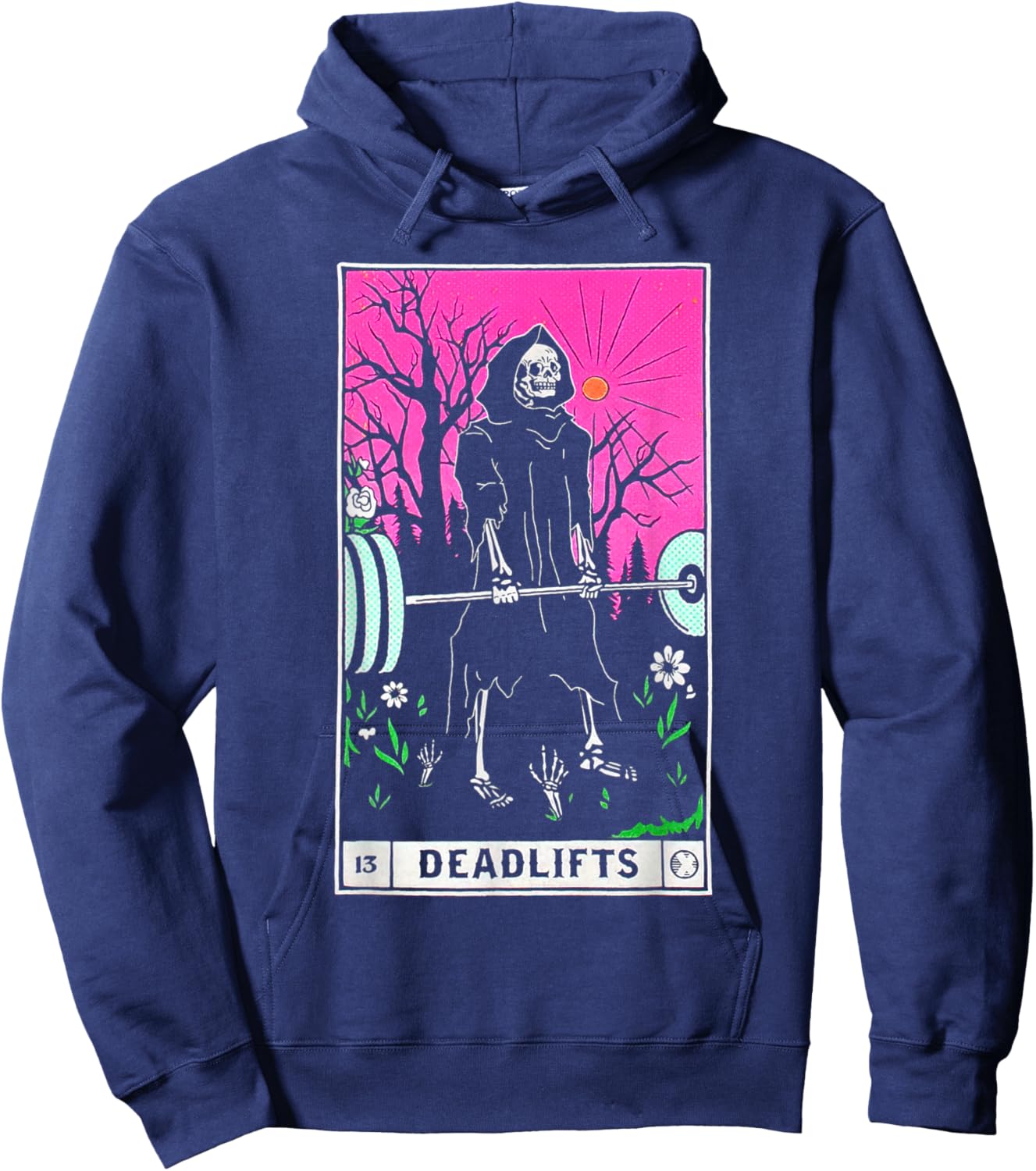 Funny Tarot Card Deadlifts Gym Workout Occult Reader Black - Classic Fit Hoodie - Hoodie | Navy