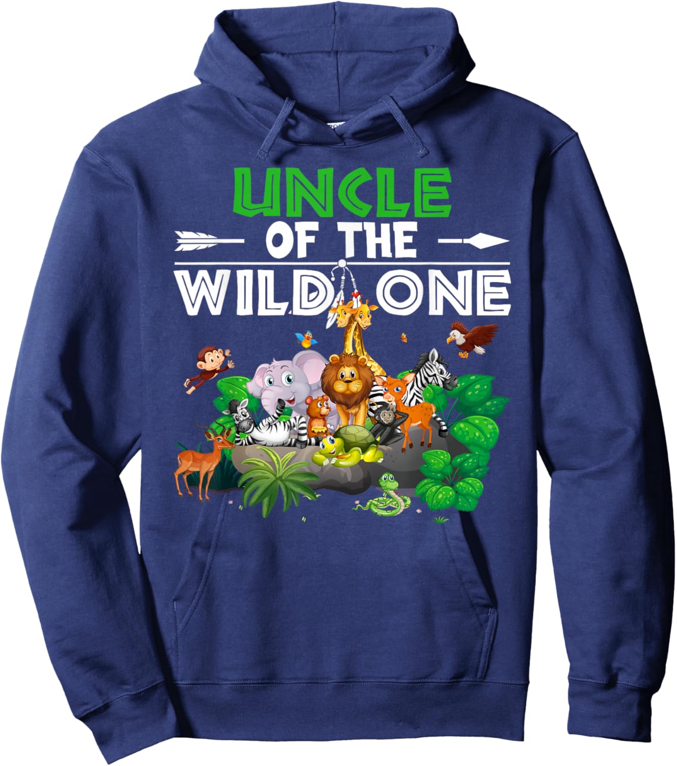 Uncle of the Wild One Animal Zoo Birthday Boy Safari Jungle Hoodie - Hoodie | Navy
