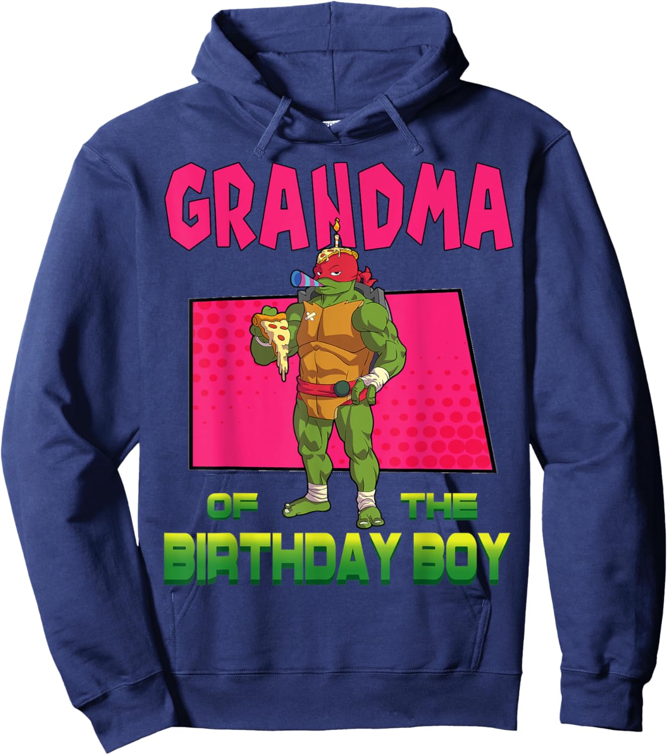 Mademark x Teenage Mutant Ninja Turtles - Raphael Grandma of the Birthday Boy Pizza Theme Party Hoodie - Hoodie | Navy