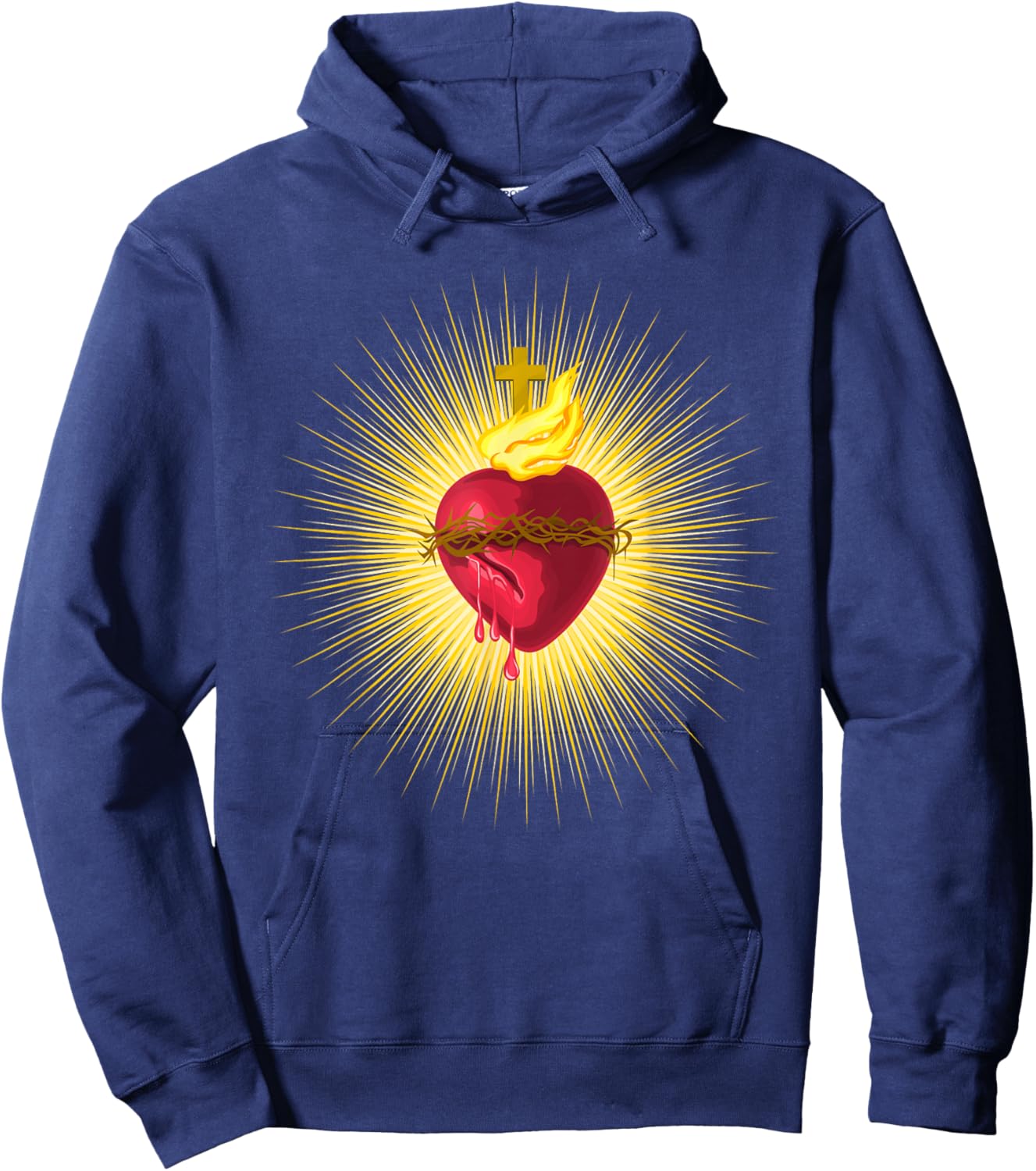 Sacred Heart of Jesus Catholic Art Traditional Latin Mass Hoodie - Hoodie | Navy