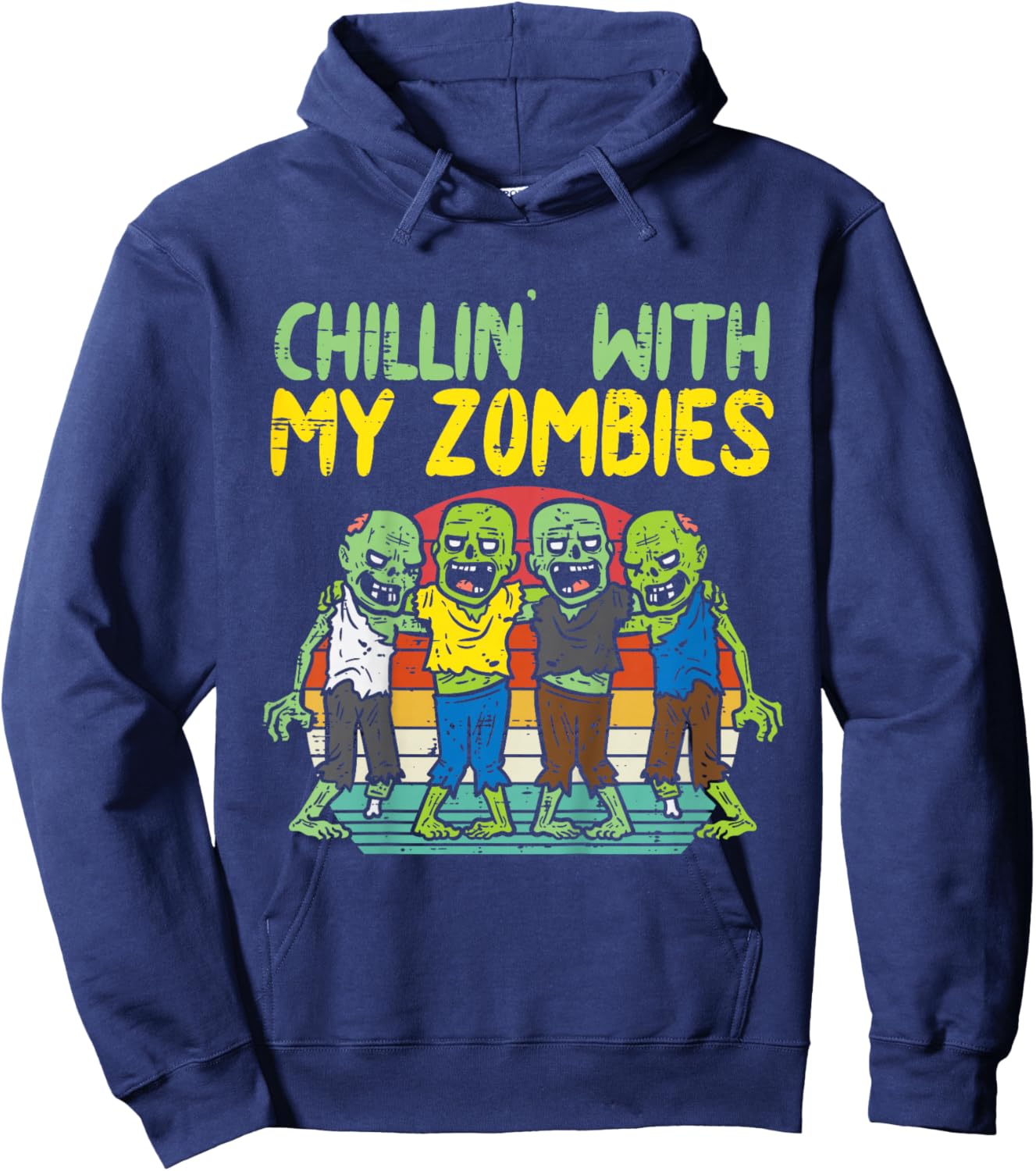 Kids Chillin With My Zombies Group Toddler Boys Halloween Kids Hoodie - Hoodie | Navy