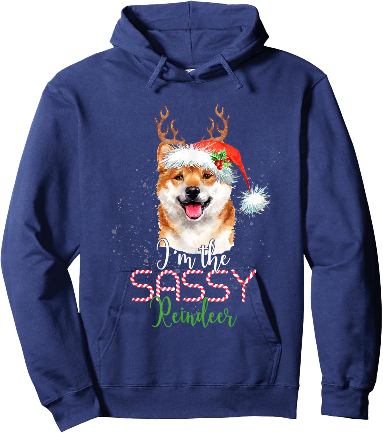 Shiba Inu Christmas I'm The Sassy Reindeer Dog Lover Hoodie - Hoodie | Navy