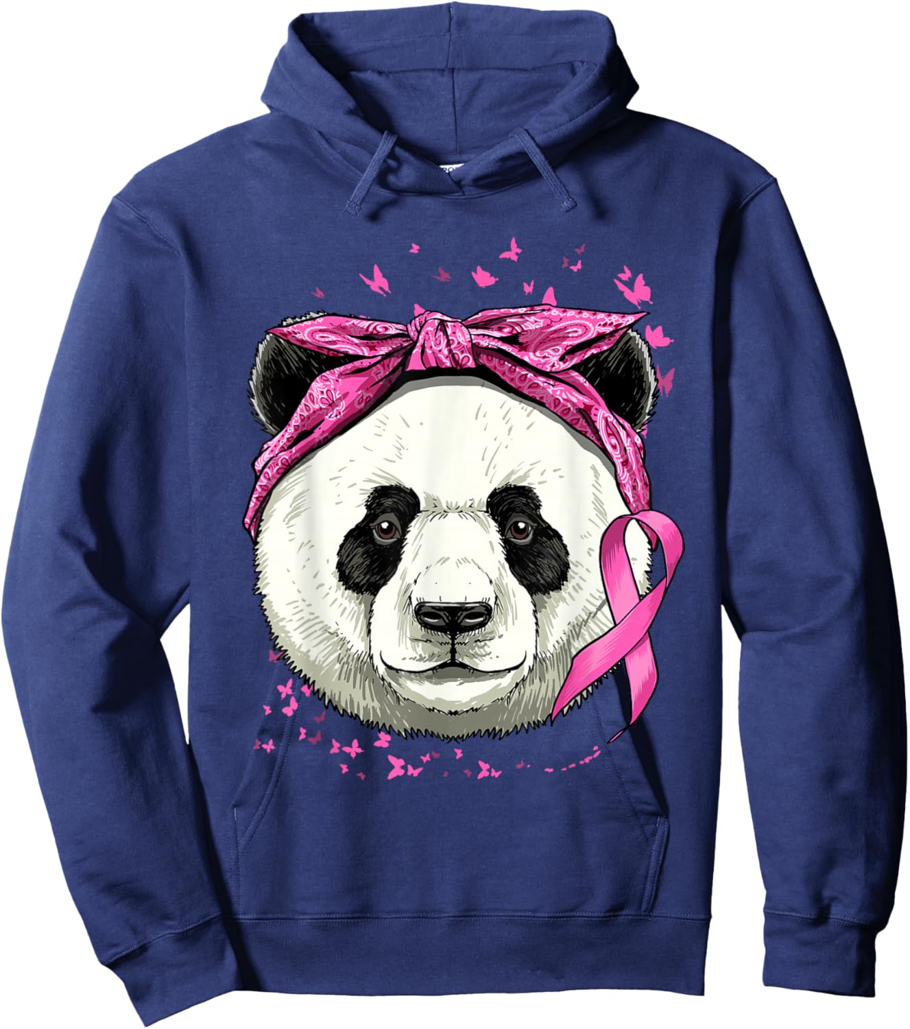 Panda Breast Cancer Awareness Pink Ribbon Cancer Survivor Hoodie - Hoodie | Navy