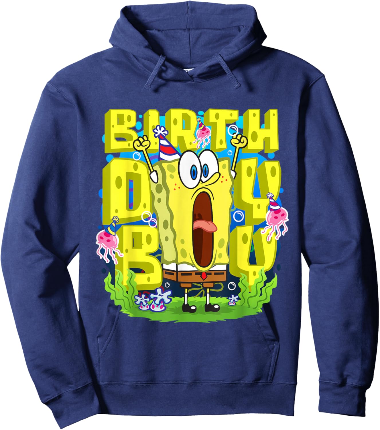 Spongebob Squarepants Birthday Boy Funny Boys Birthday Gift Hoodie - Hoodie | Navy