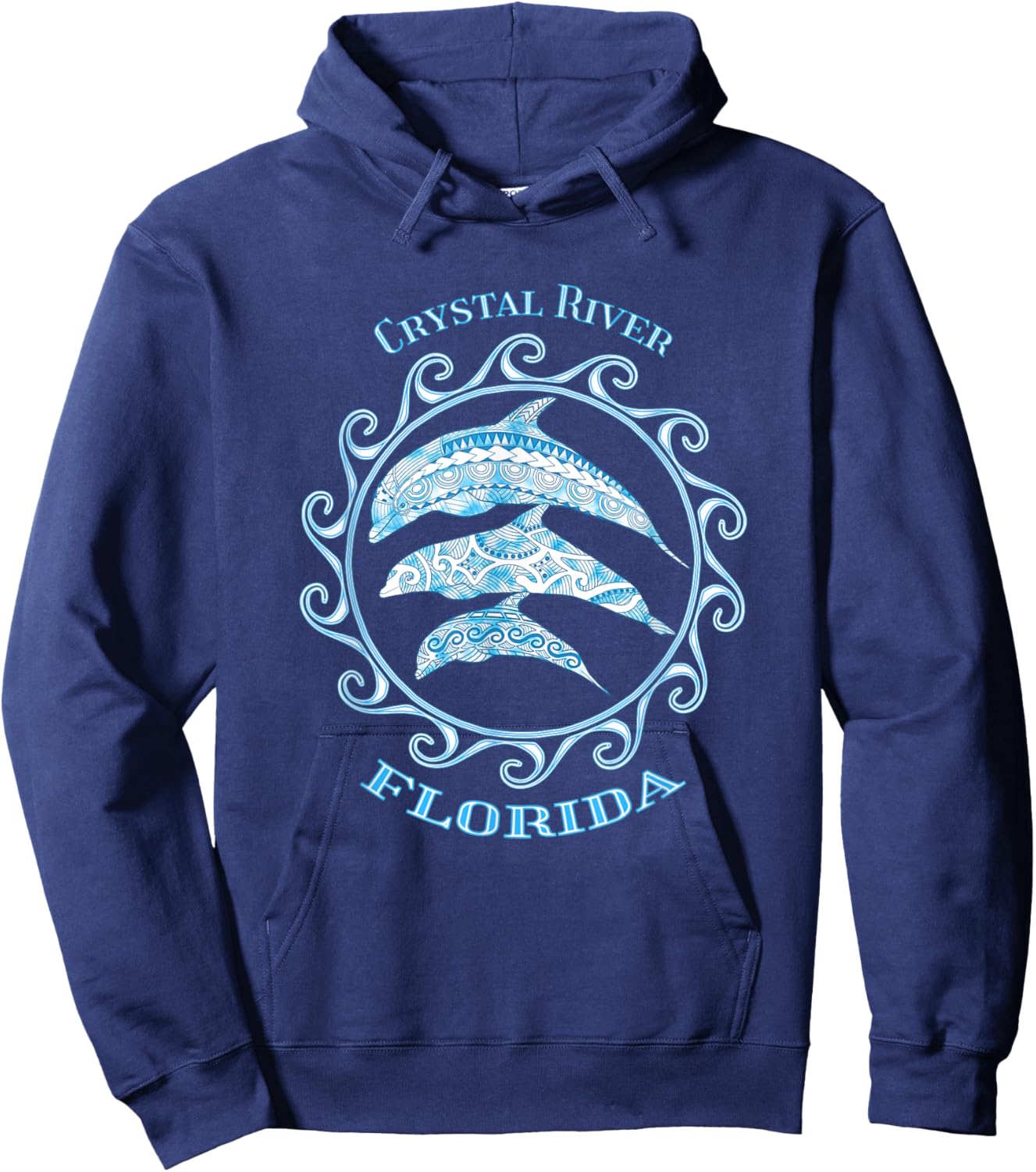 Crystal River Florida Tribal Dolphins Ocean Animals Hoodie - Hoodie | Navy