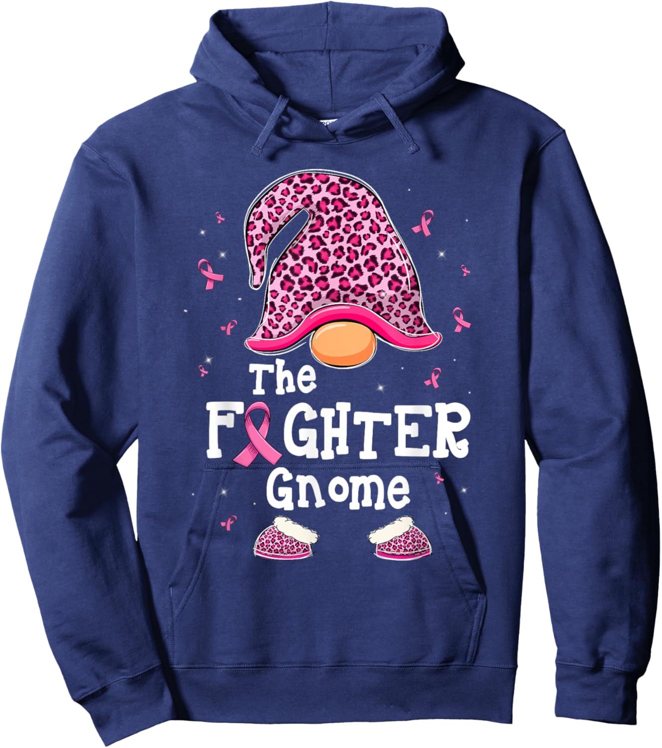 The Fighter Gnome Pink Warrior Breast Cancer Awareness Month Hoodie - Hoodie | Navy