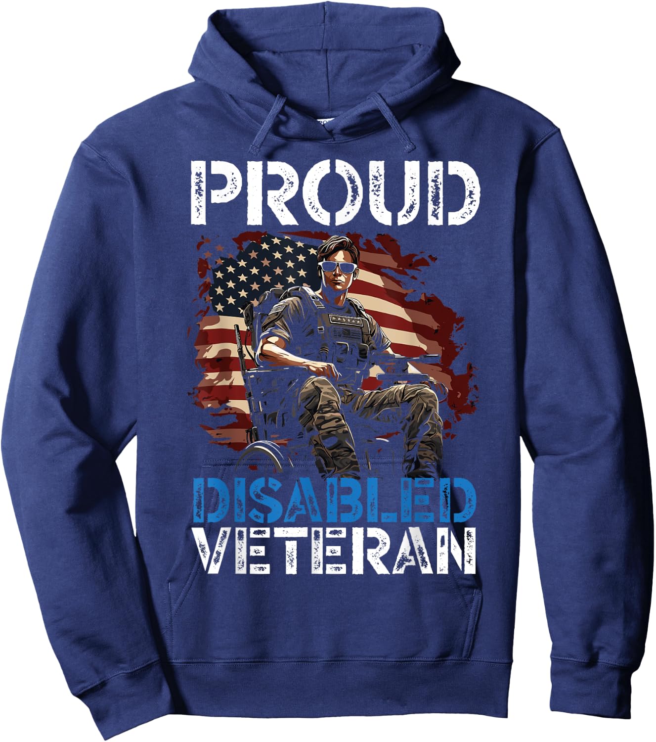 Disabled Veteran Armed Forces Military Soldier Army USA Hoodie - Hoodie | Navy
