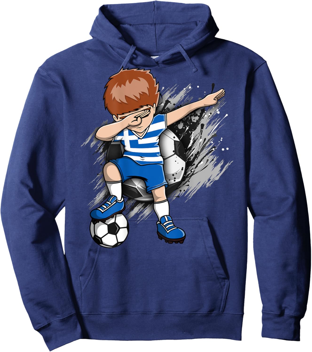 Dabbing Soccer Boy - Greece Jersey Greek Football Lovers Art Hoodie - Hoodie | Navy