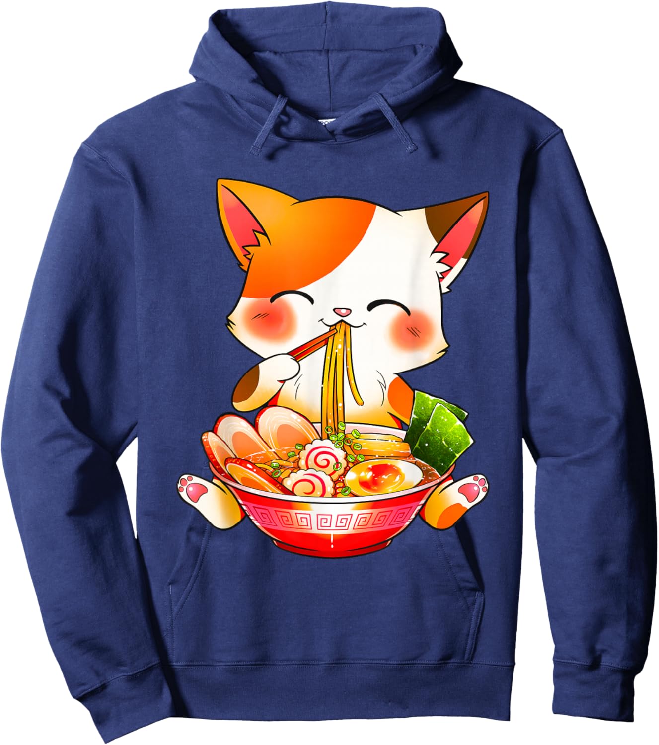 Ramen Cat Neko Anime Kawaii Japanese Merch Gifts Women Girls Small Hoodie - Hoodie | Navy