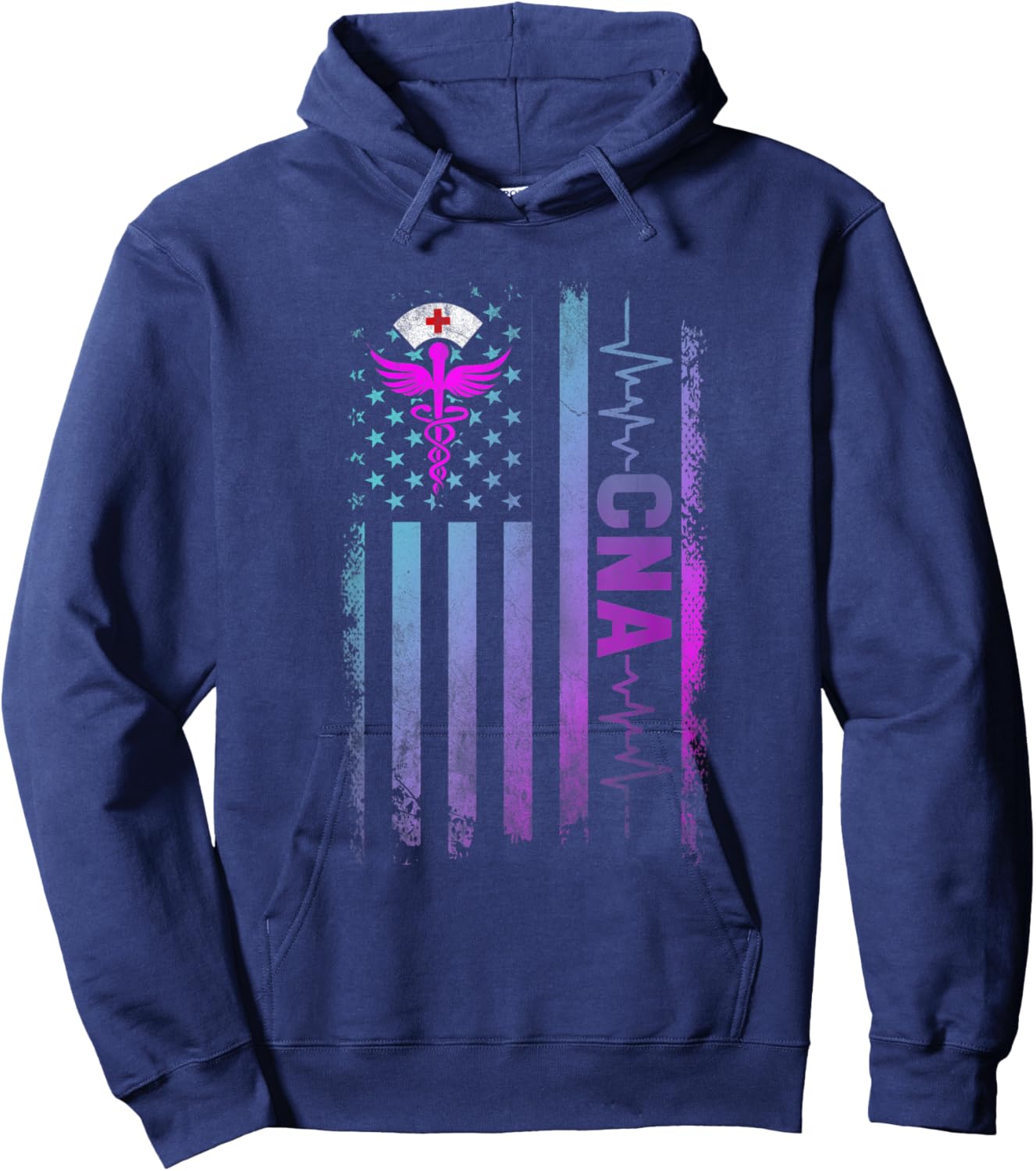 CNA Job Certified Nursing Assistant USA Flag Women Men Hoodie - Hoodie | Navy